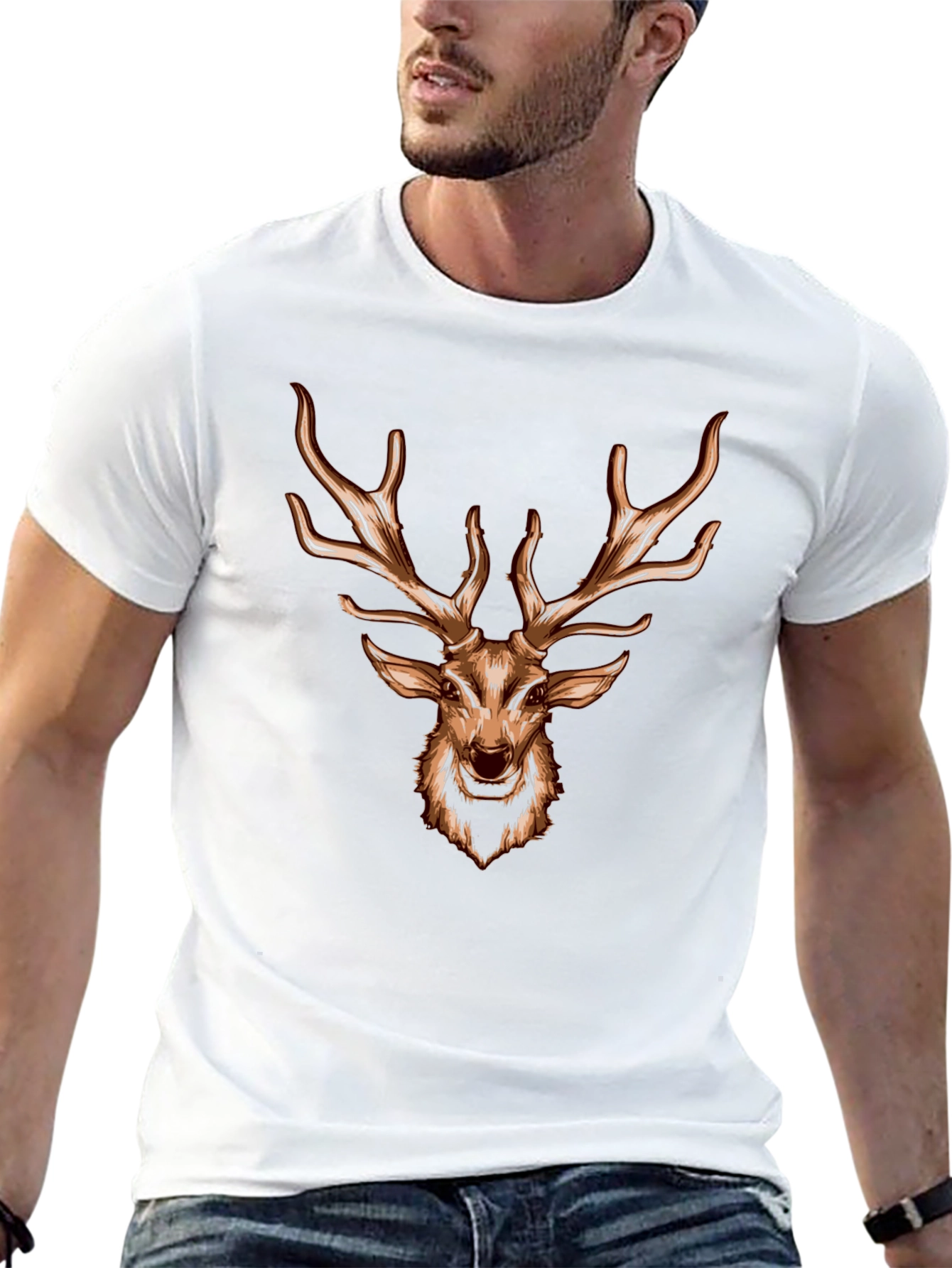 Deer Head Graphic Black T-Shirt