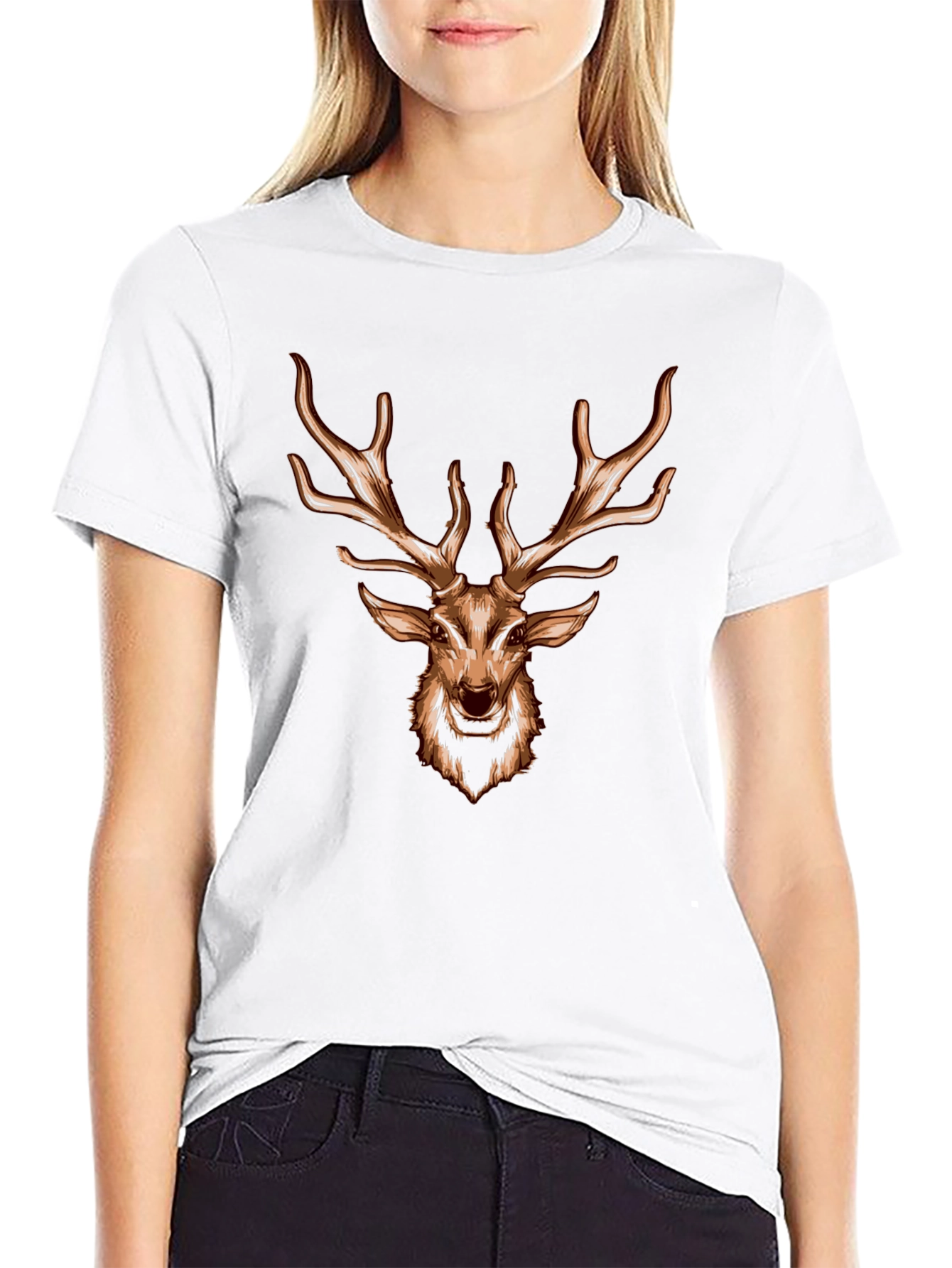Deer Head Graphic Black T-Shirt