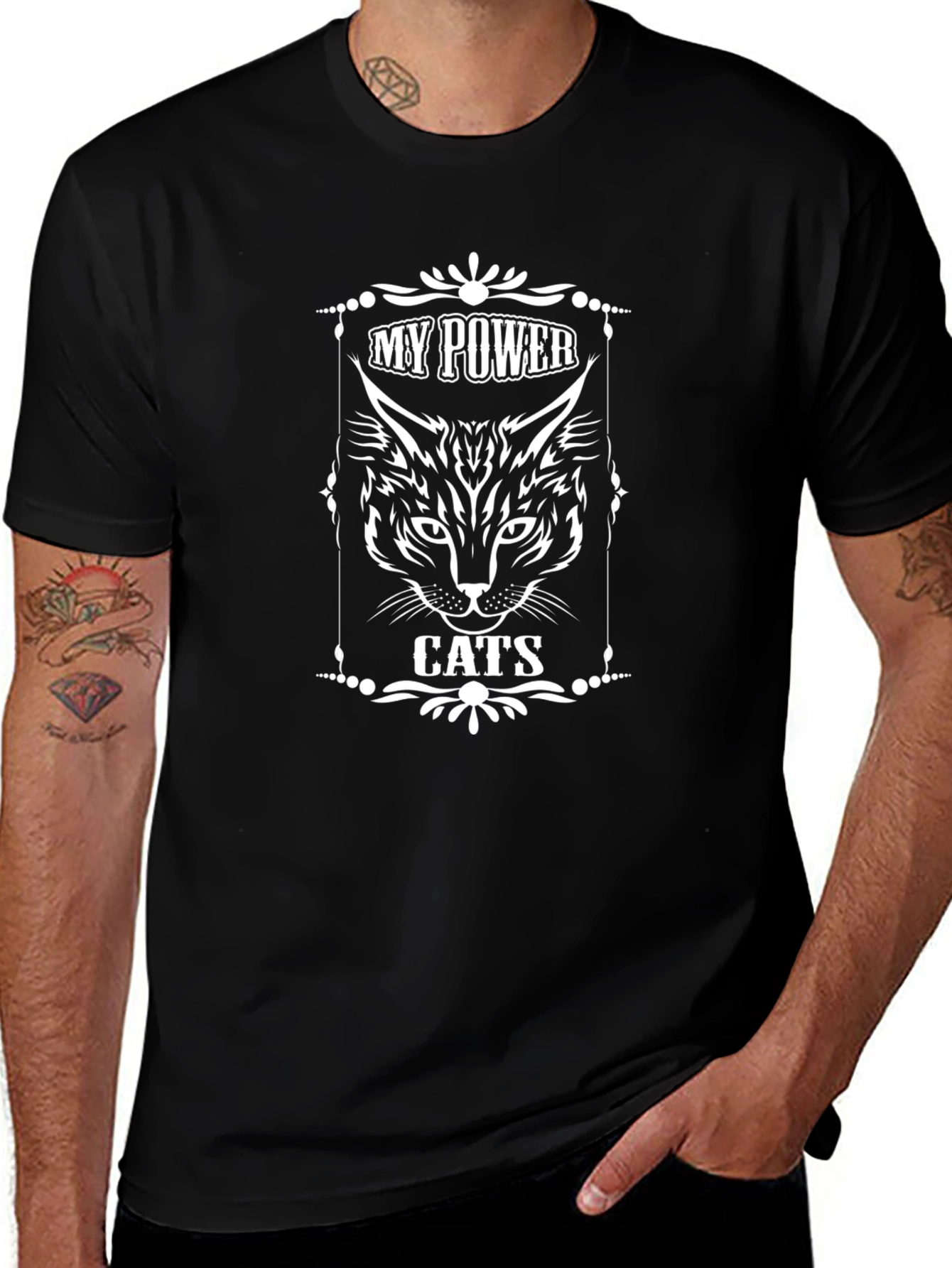 My Power Cats Black T-Shirt