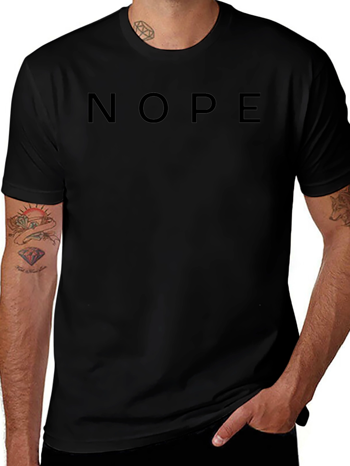 Nope Graphic T-Shirt - Black Crew Neck