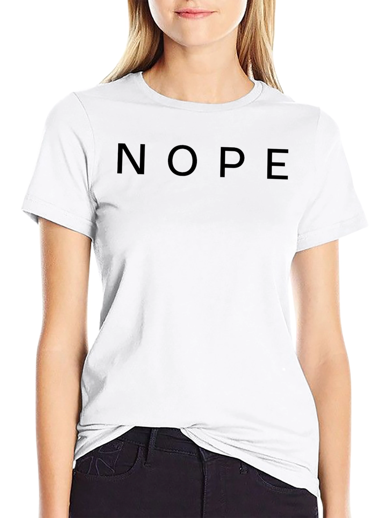 Nope Graphic T-Shirt - Black Crew Neck