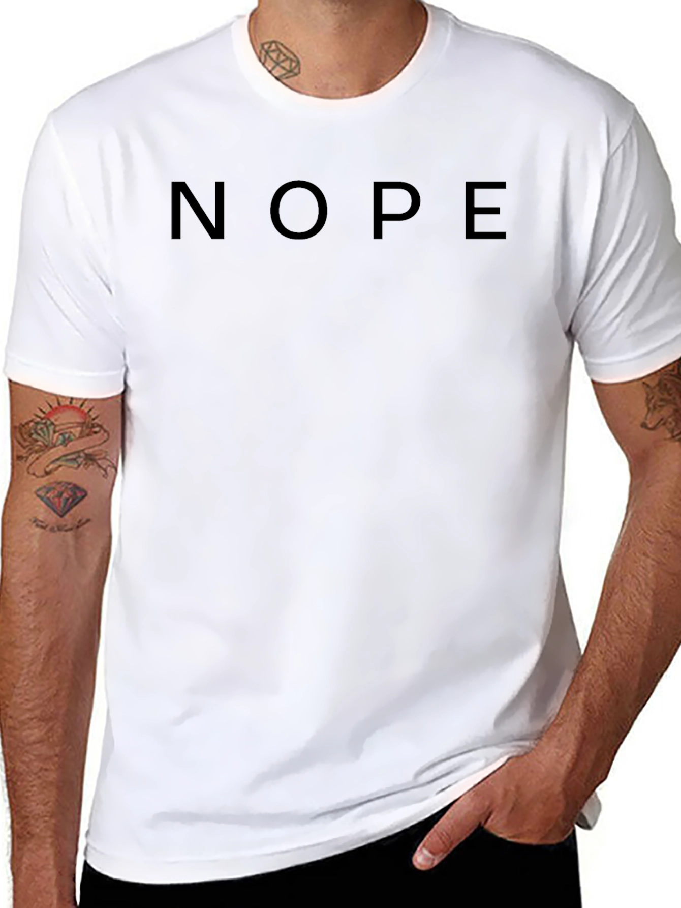 Nope Graphic T-Shirt - Black Crew Neck