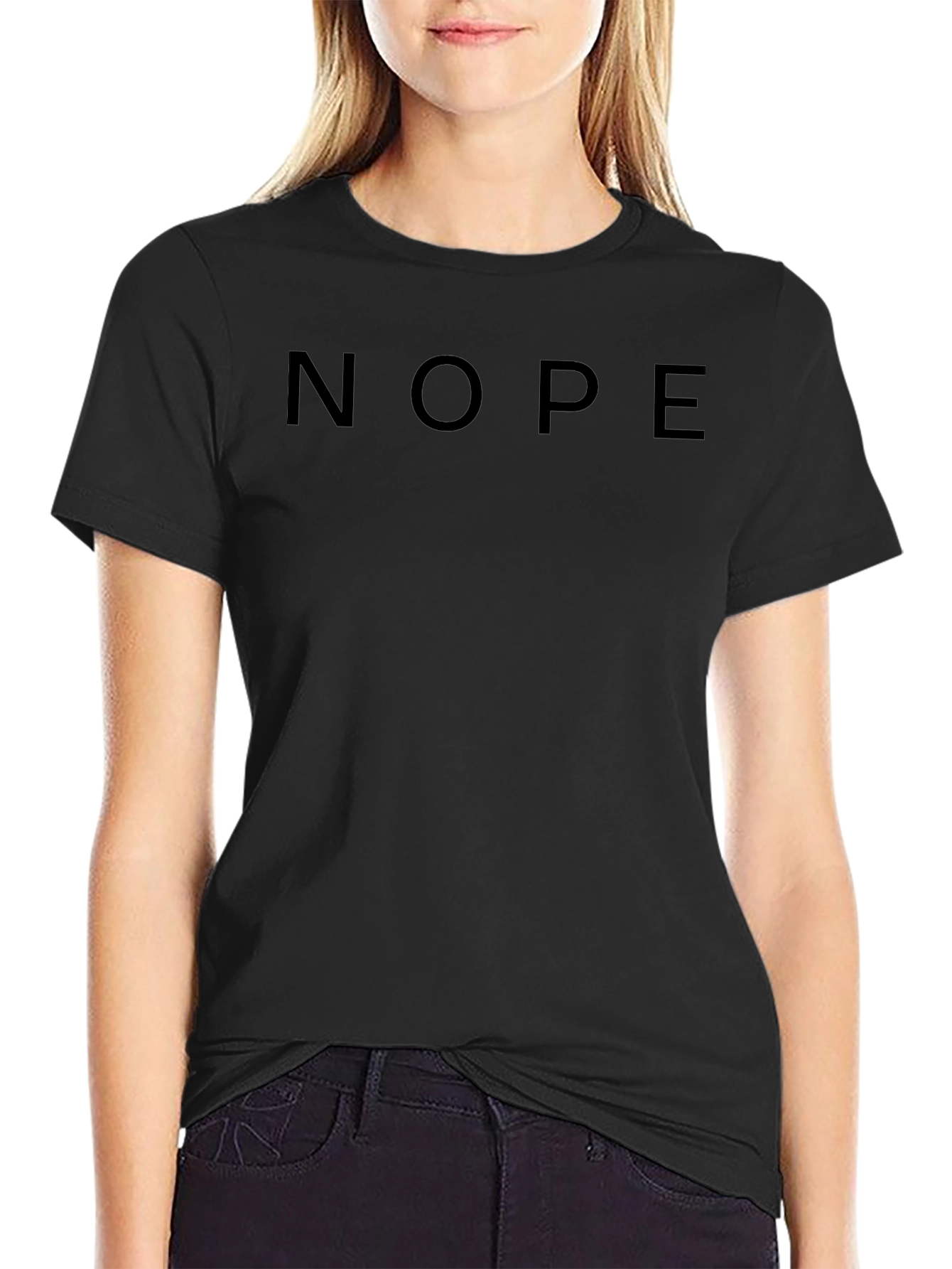 Nope Graphic T-Shirt - Black Crew Neck