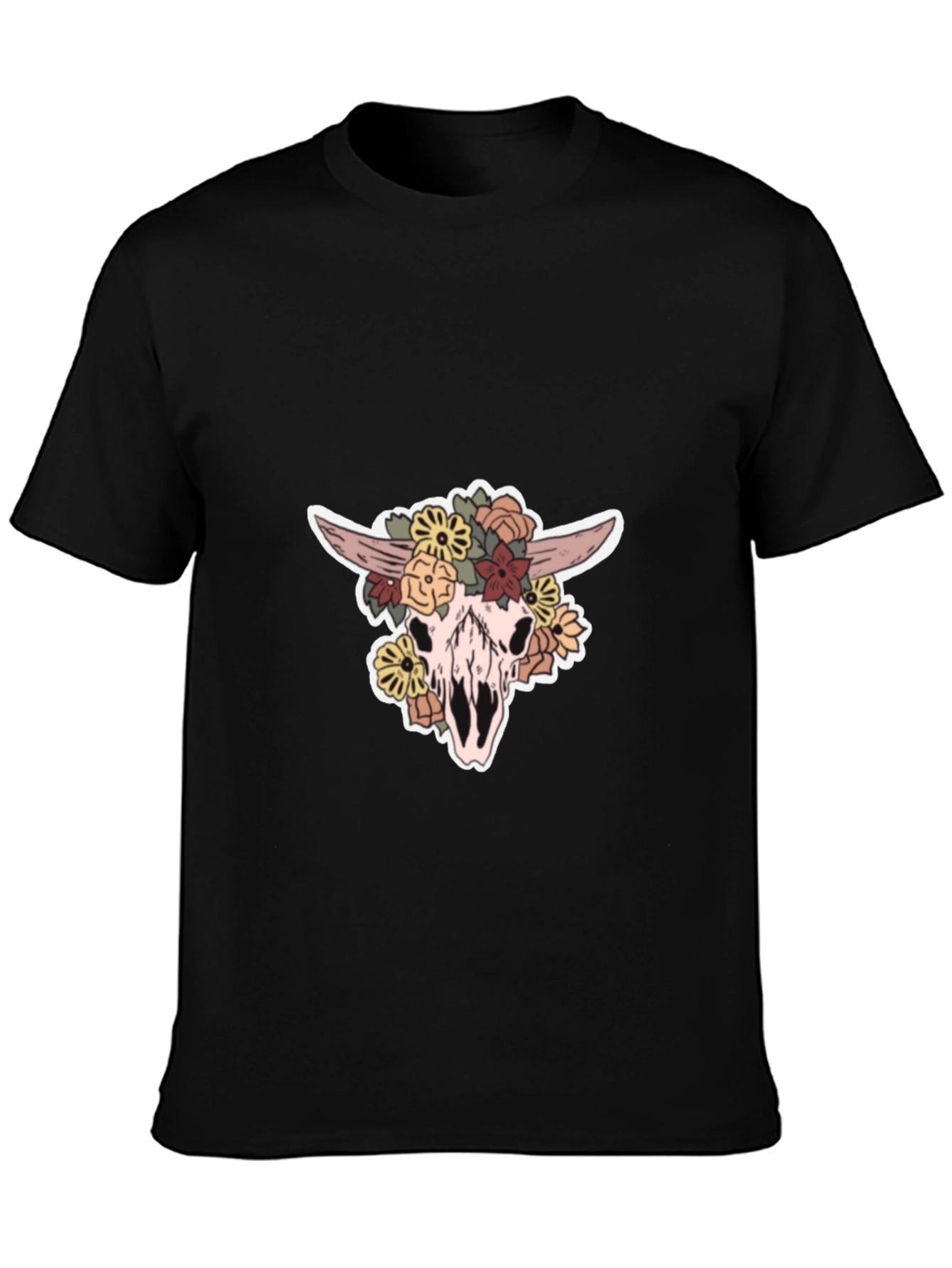 Floral Skull Graphic T-Shirt