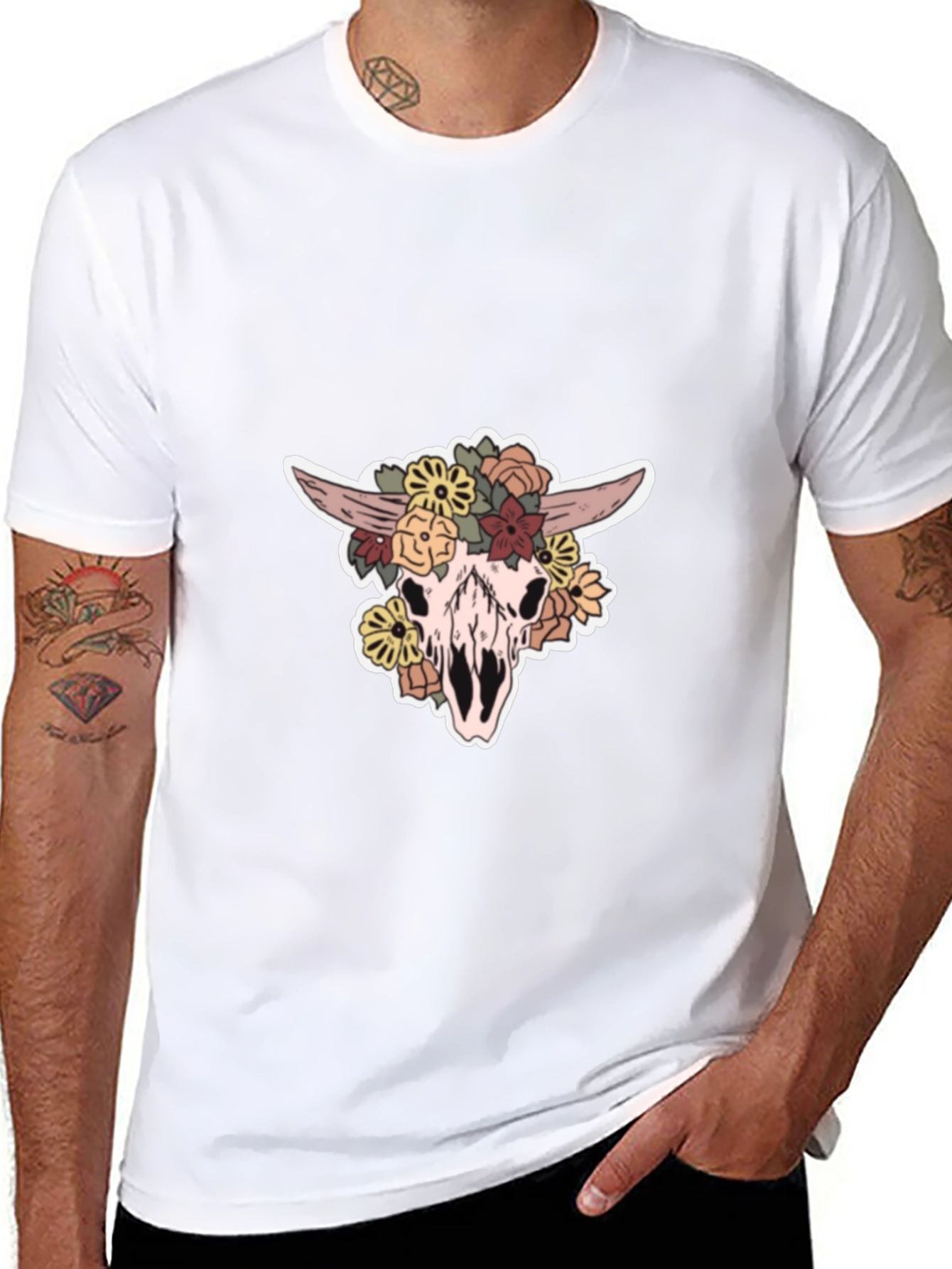 Floral Skull Graphic T-Shirt