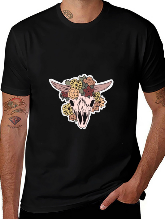 Floral Skull Graphic T-Shirt