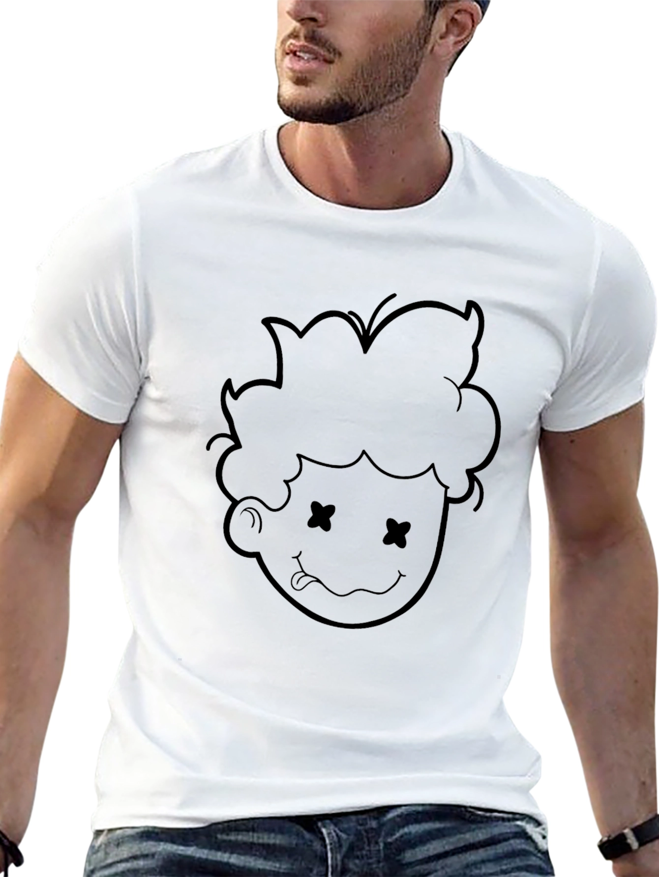 Black Cartoon Face Graphic Tee