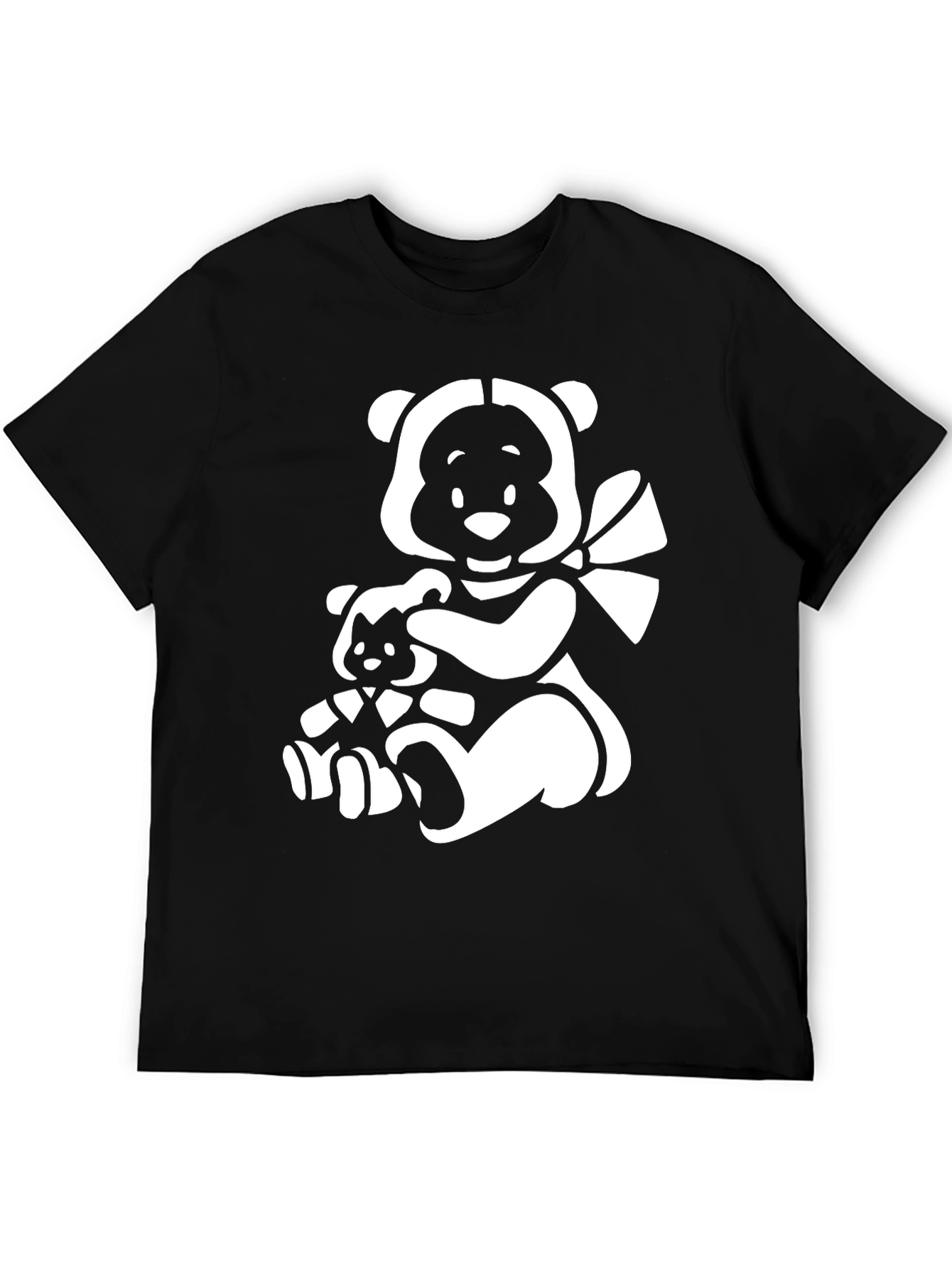 Black T-Shirt with Cute Bear Graphic