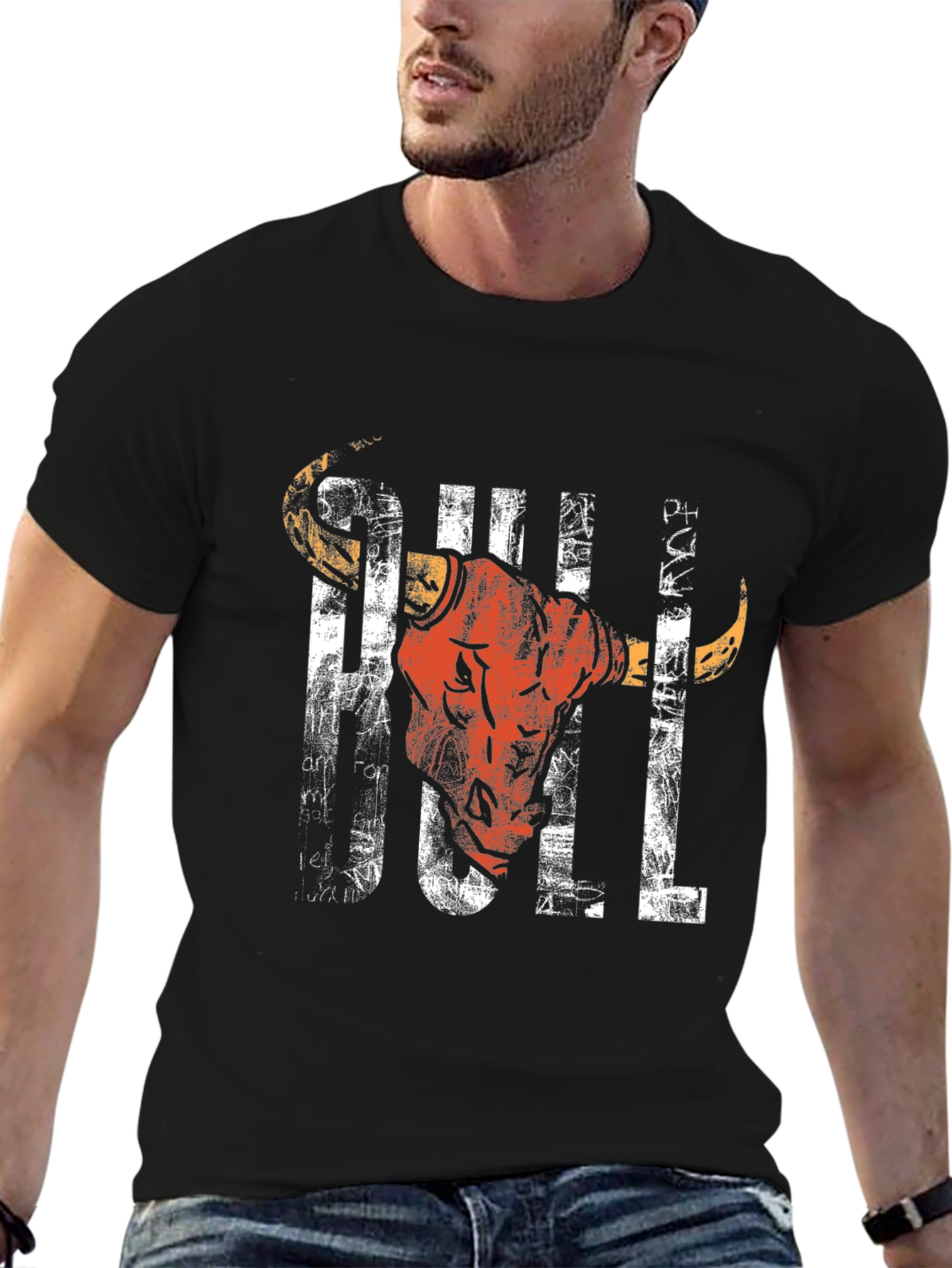 Cool Graphic Bull T-Shirt - Black