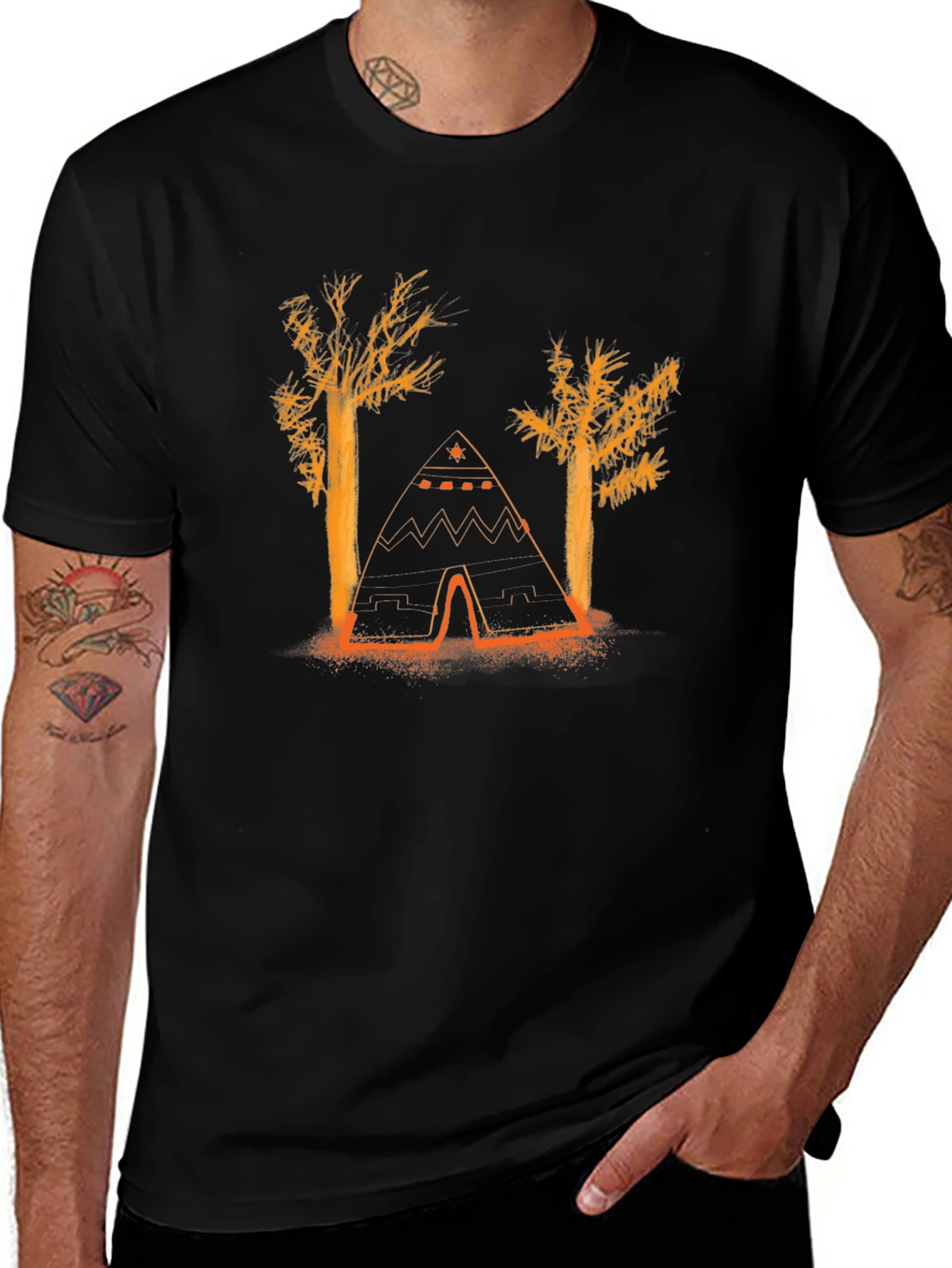 Nature Tee: Tent and Trees Graphic T-Shirt