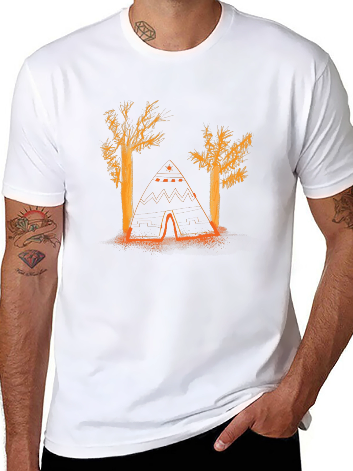 Nature Tee: Tent and Trees Graphic T-Shirt
