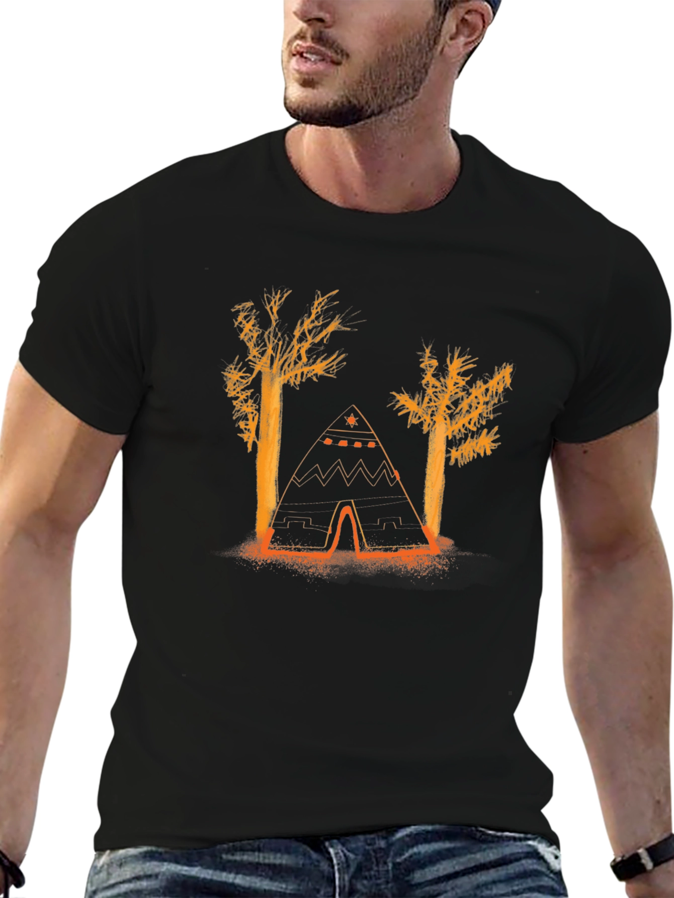 Nature Tee: Tent and Trees Graphic T-Shirt