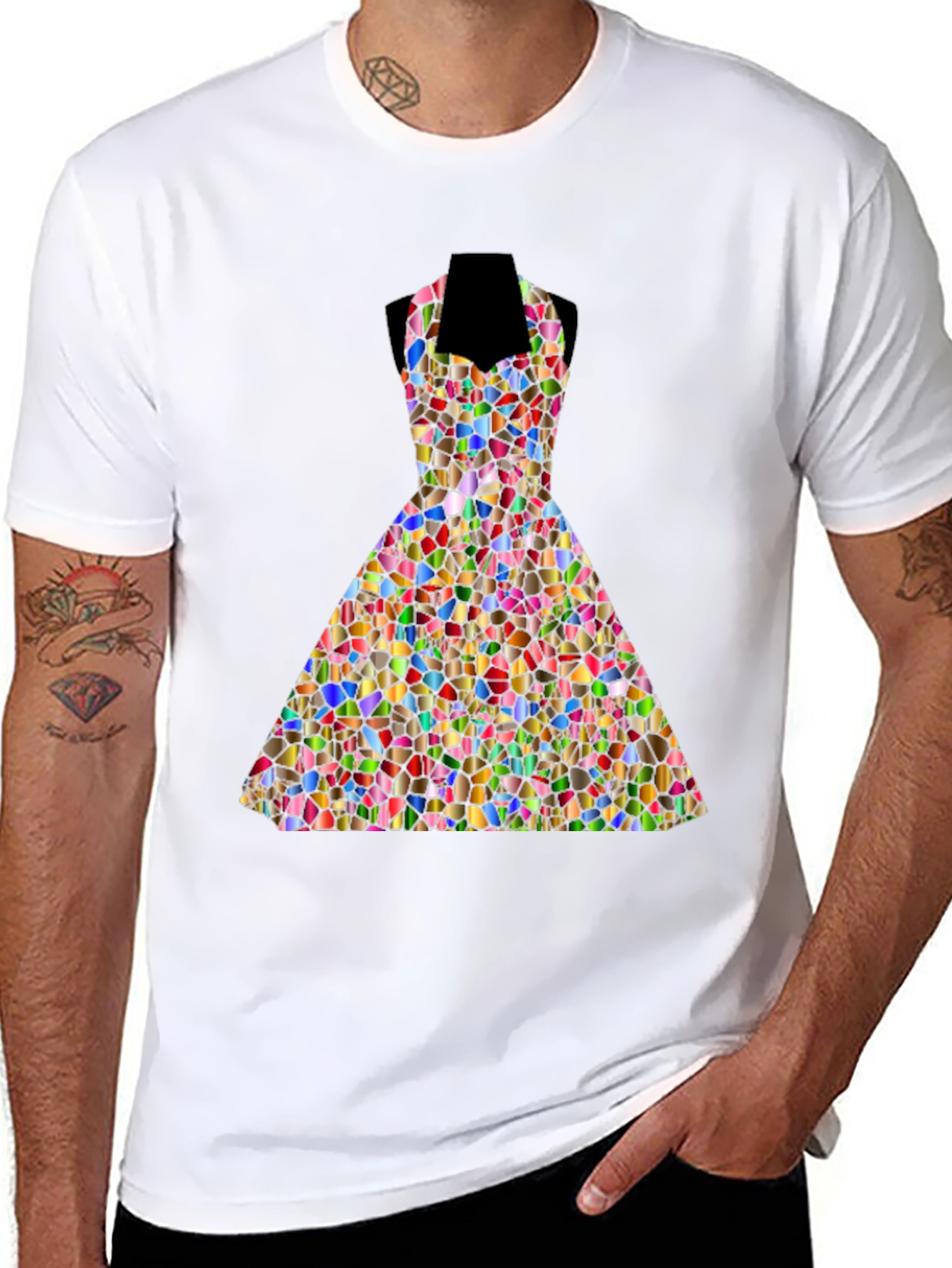 Stained Glass Dress Graphic Tee - Unique Design