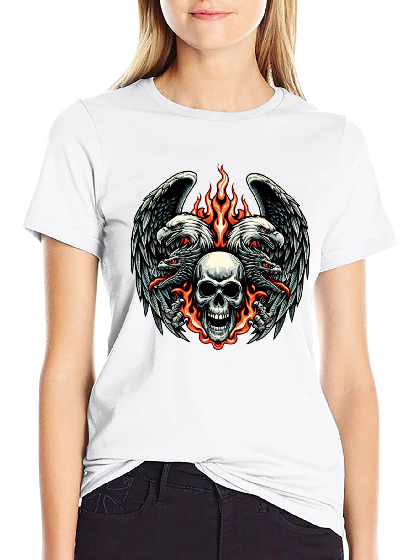Skull & Eagle Graphic Print Tee