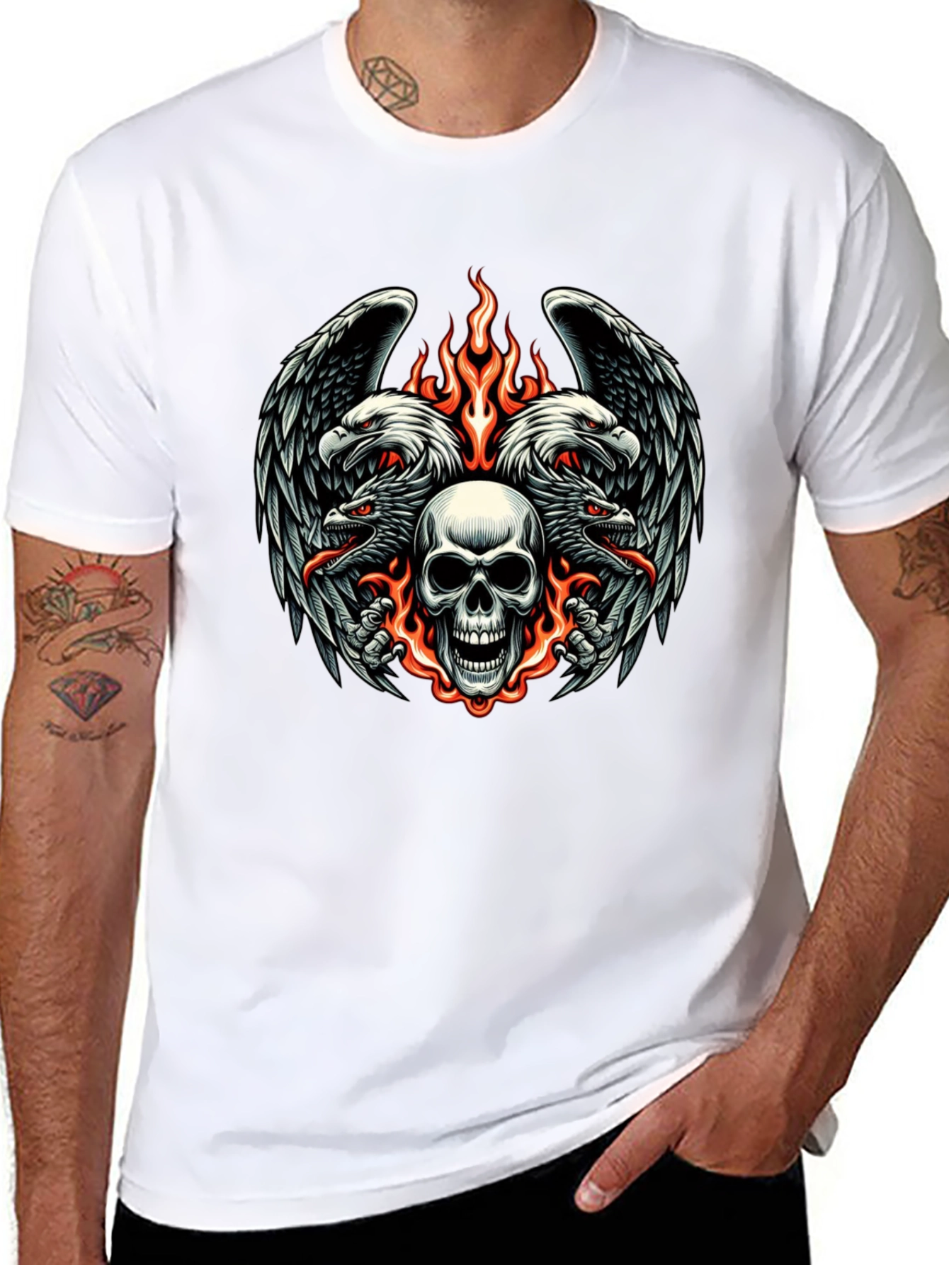 Skull & Eagle Graphic Print Tee