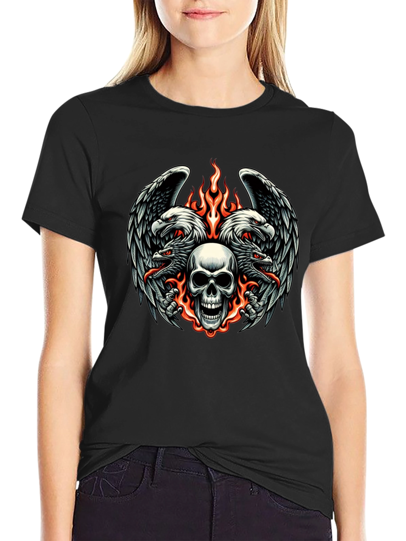 Skull & Eagle Graphic Print Tee