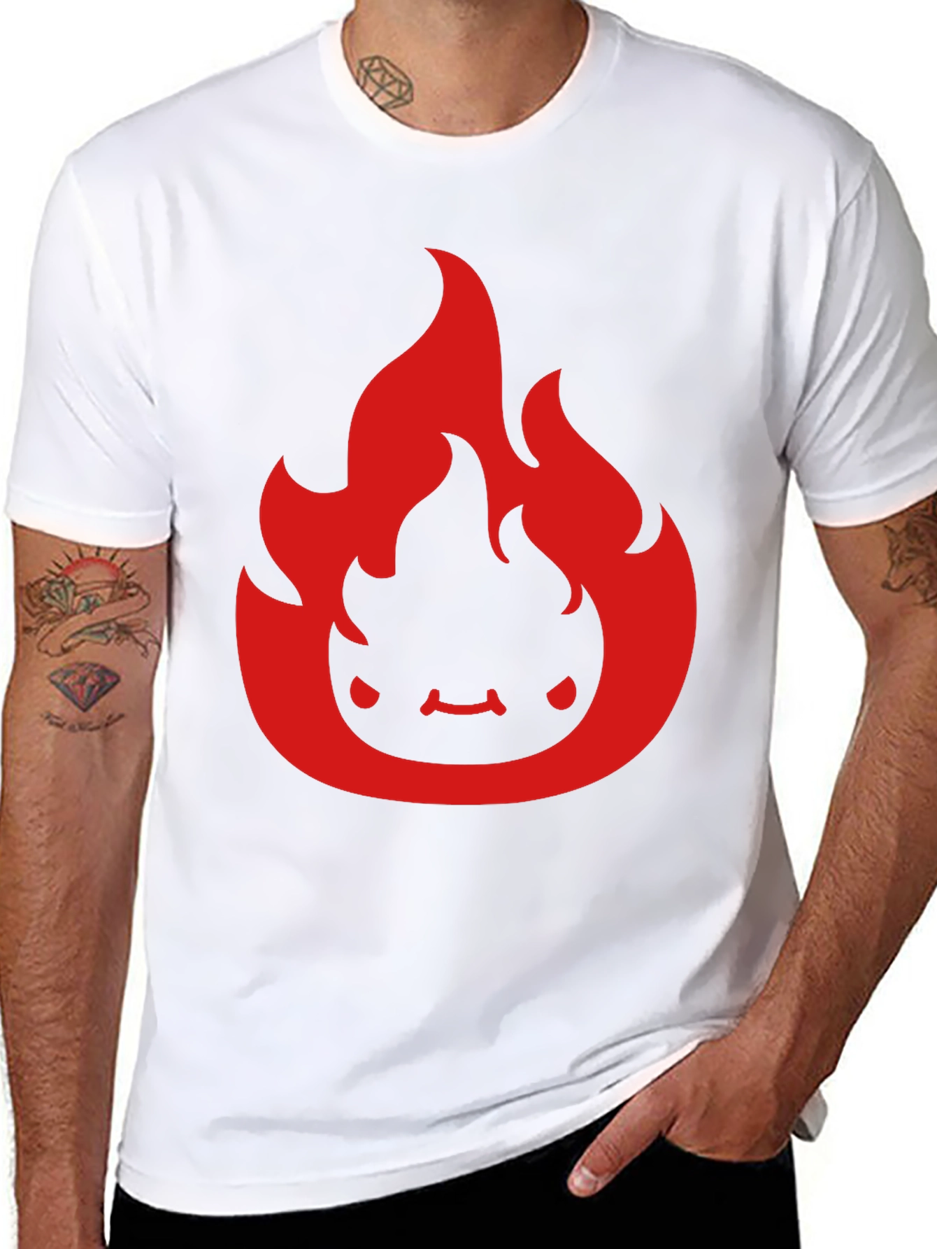 Fiery Character Graphic Tee - Soft Cotton Comfort