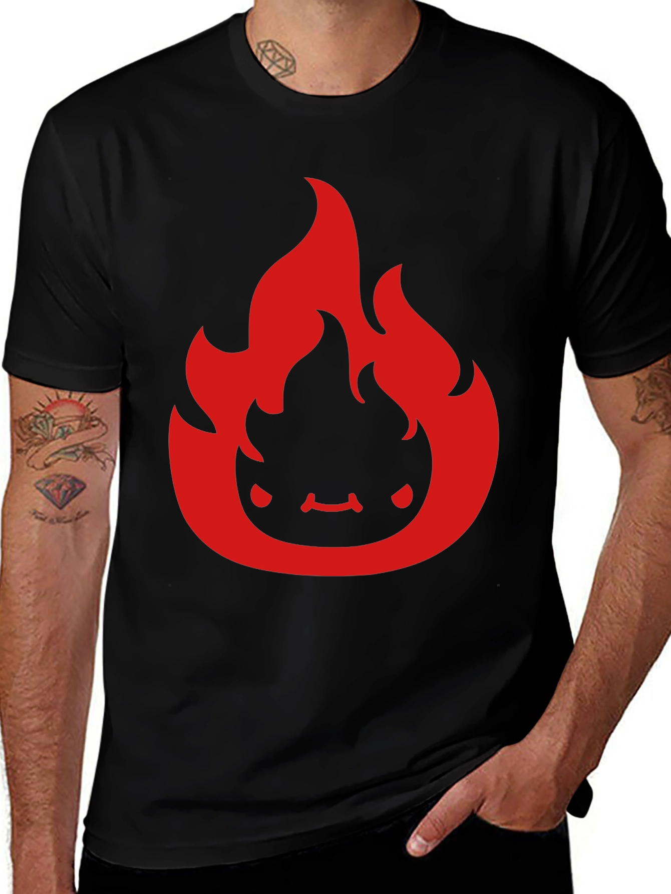Fiery Character Graphic Tee - Soft Cotton Comfort