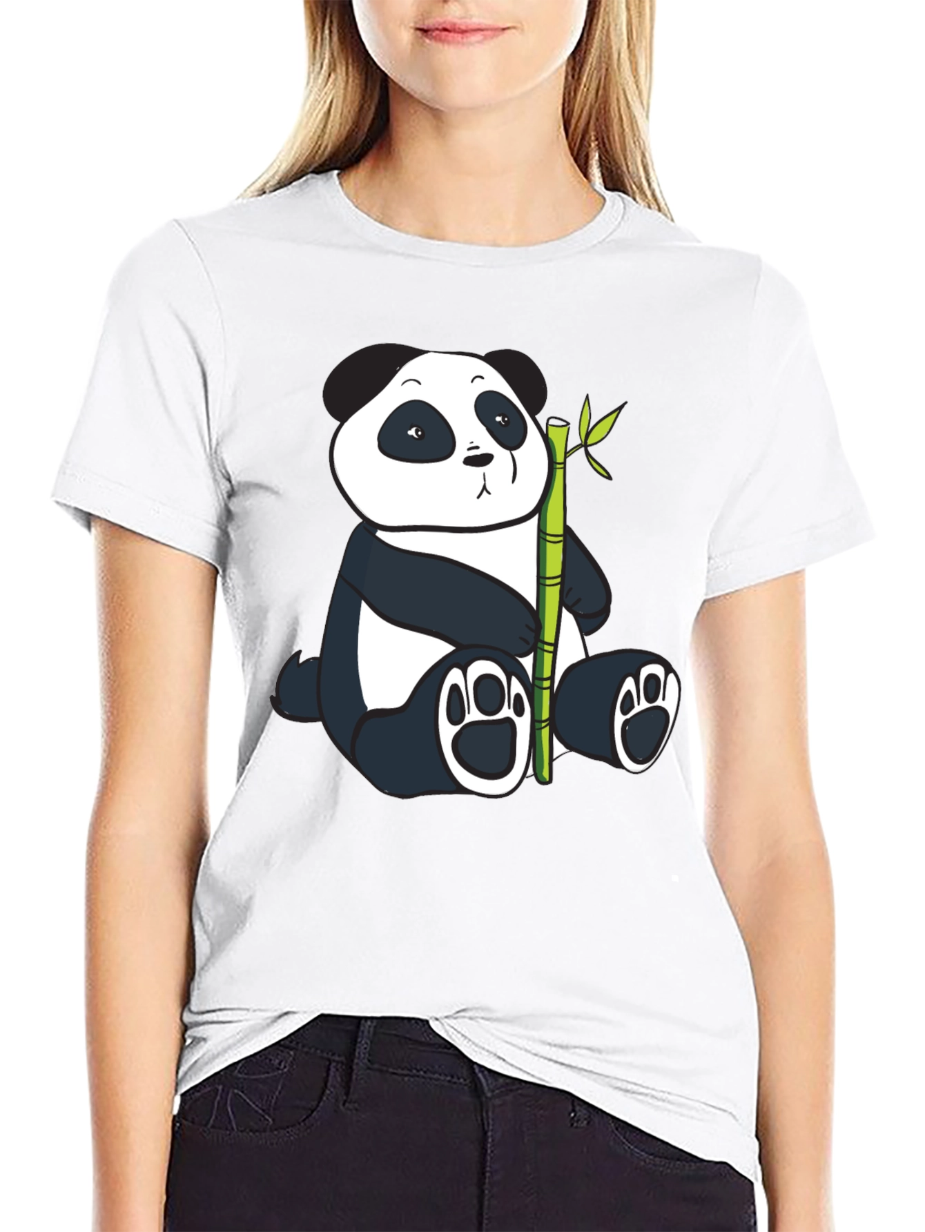 Panda and Bamboo Graphic Tee - Black