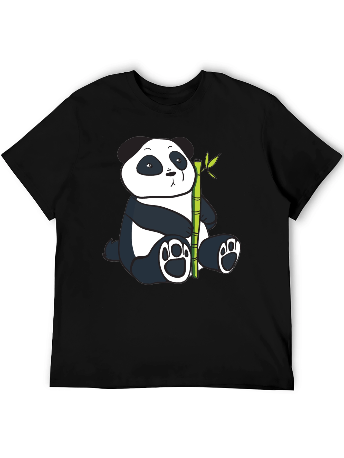 Panda and Bamboo Graphic Tee - Black