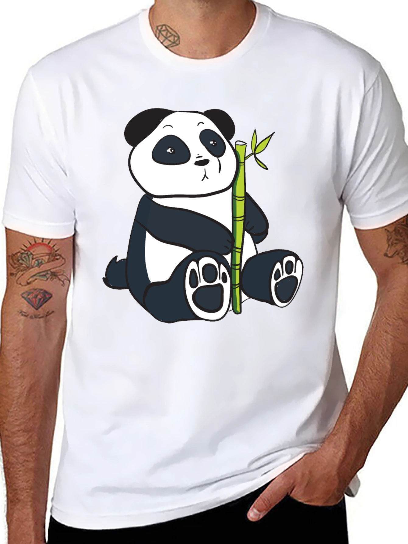 Panda and Bamboo Graphic Tee - Black