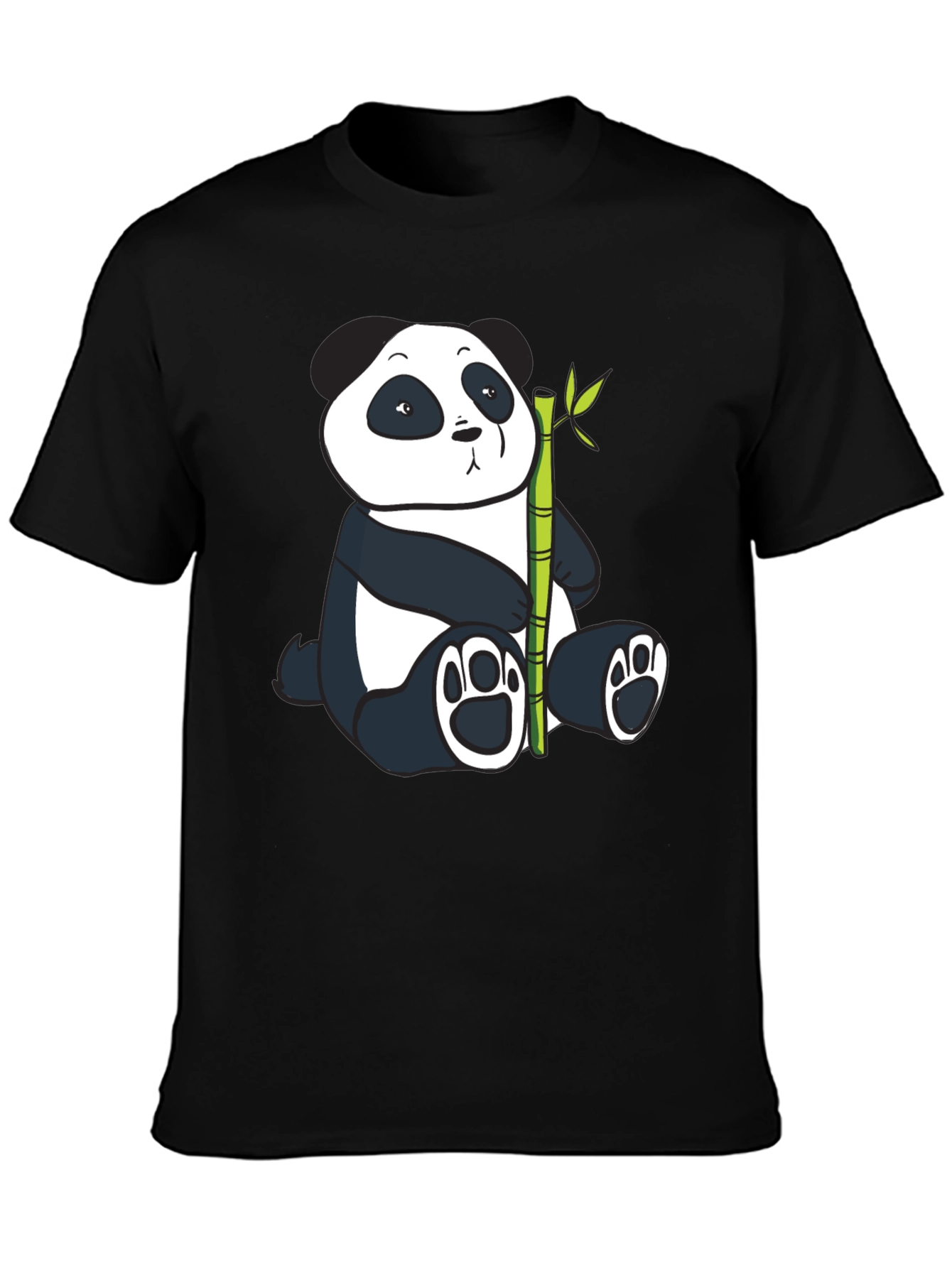 Panda and Bamboo Graphic Tee - Black