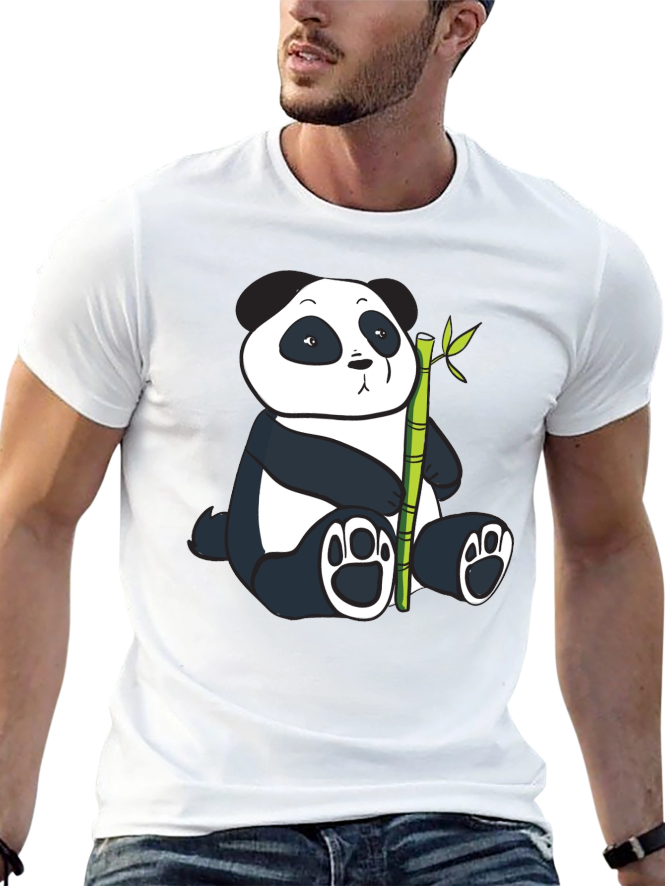 Panda and Bamboo Graphic Tee - Black