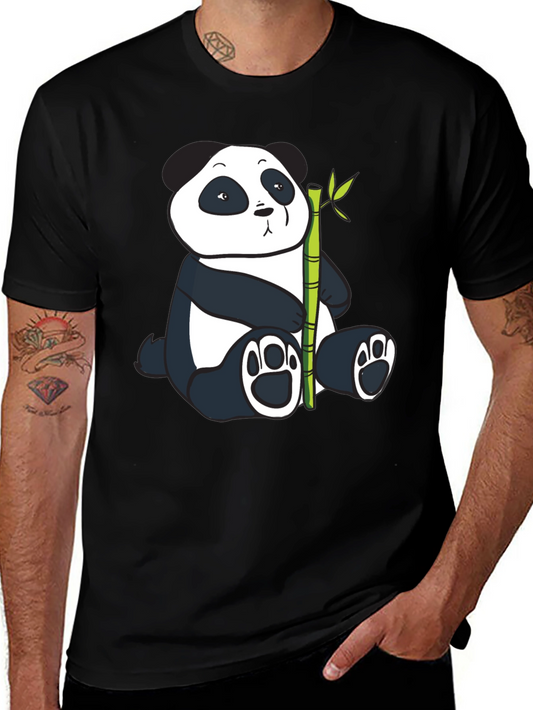 Panda and Bamboo Graphic Tee - Black