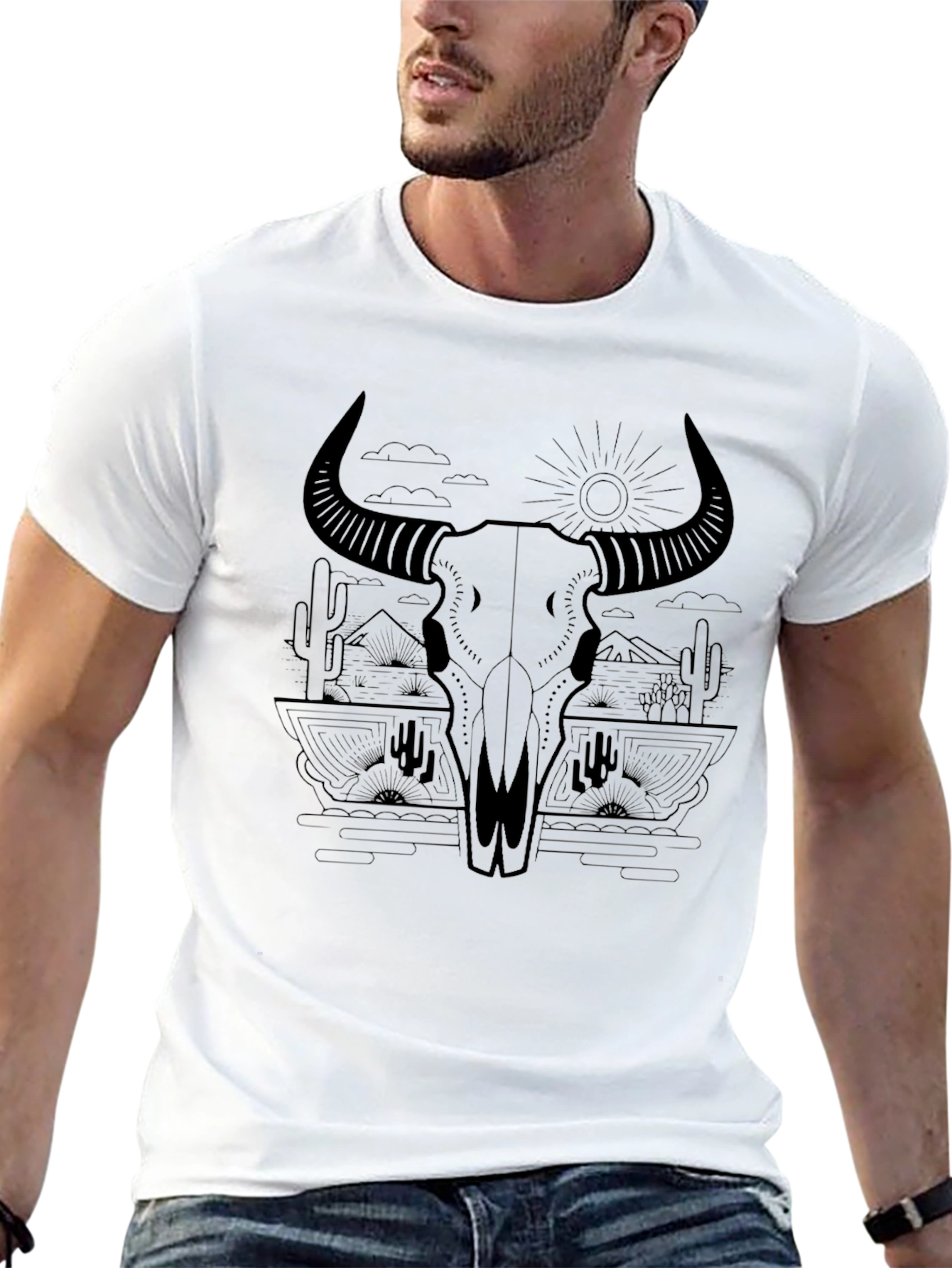 Bulls Skull Desert Graphic Tee - Unisex