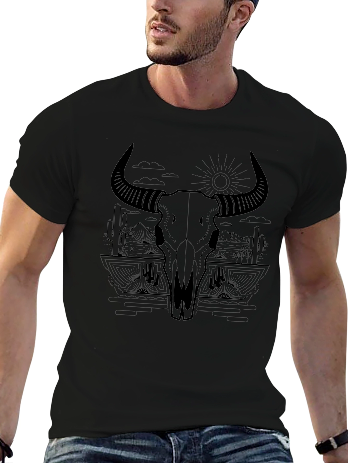 Bulls Skull Desert Graphic Tee - Unisex