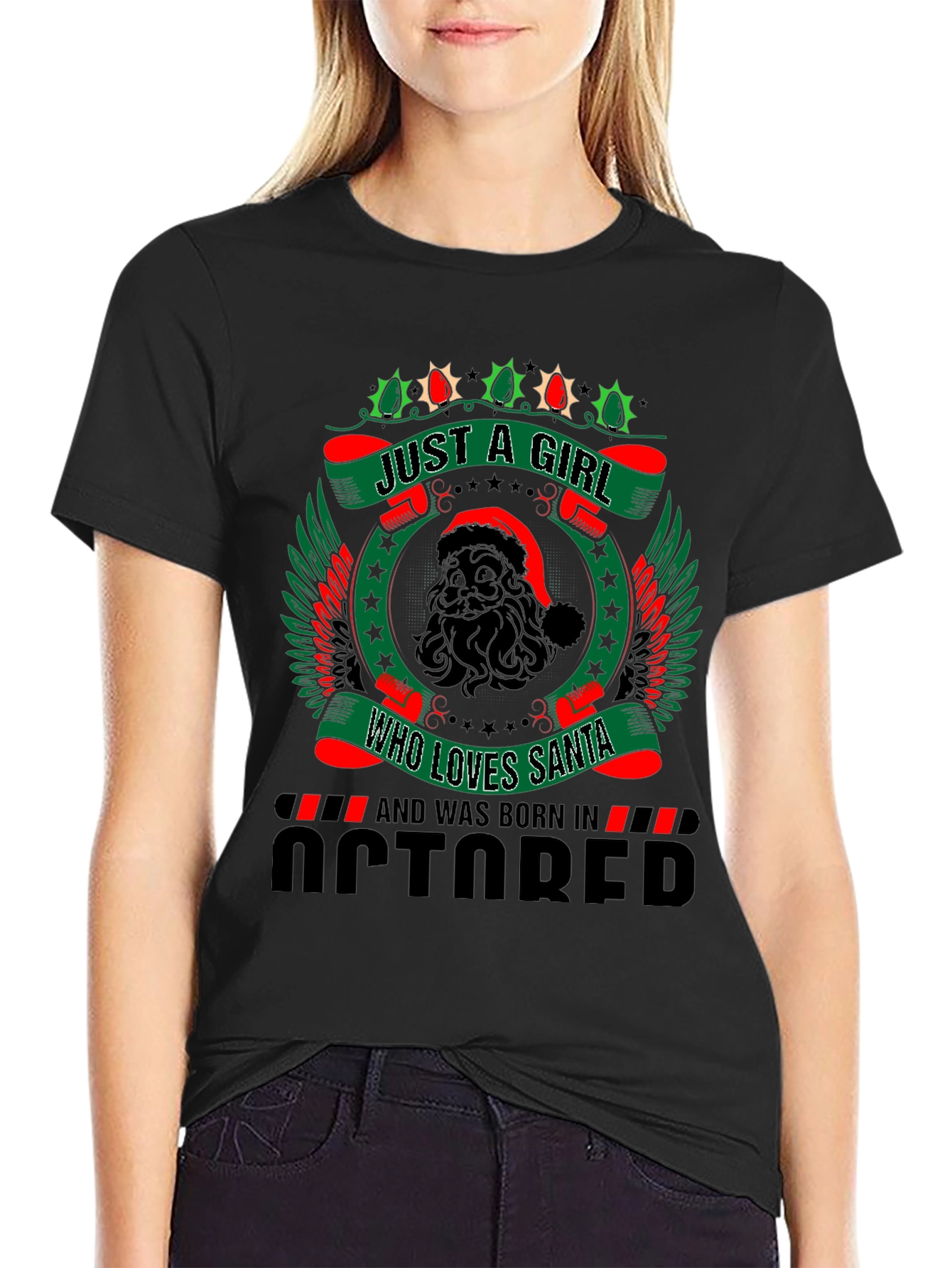October Girl Santa Lover T-Shirt - Christmas Birthday Gift