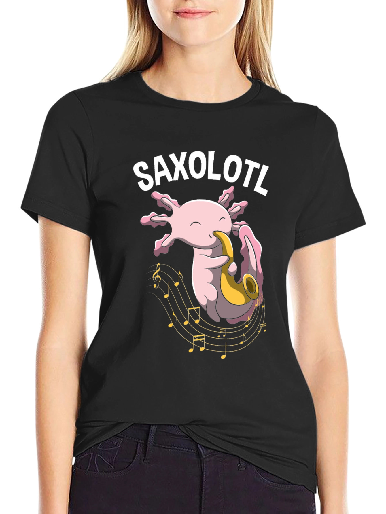 Saxolotl T-Shirt - Axolotl Saxophone Player Tee