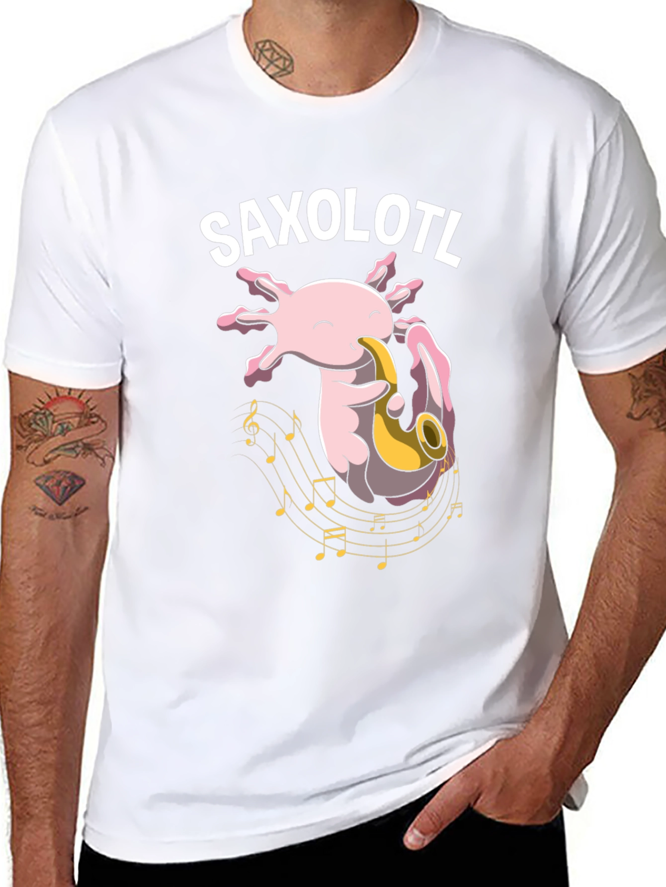 Saxolotl T-Shirt - Axolotl Saxophone Player Tee