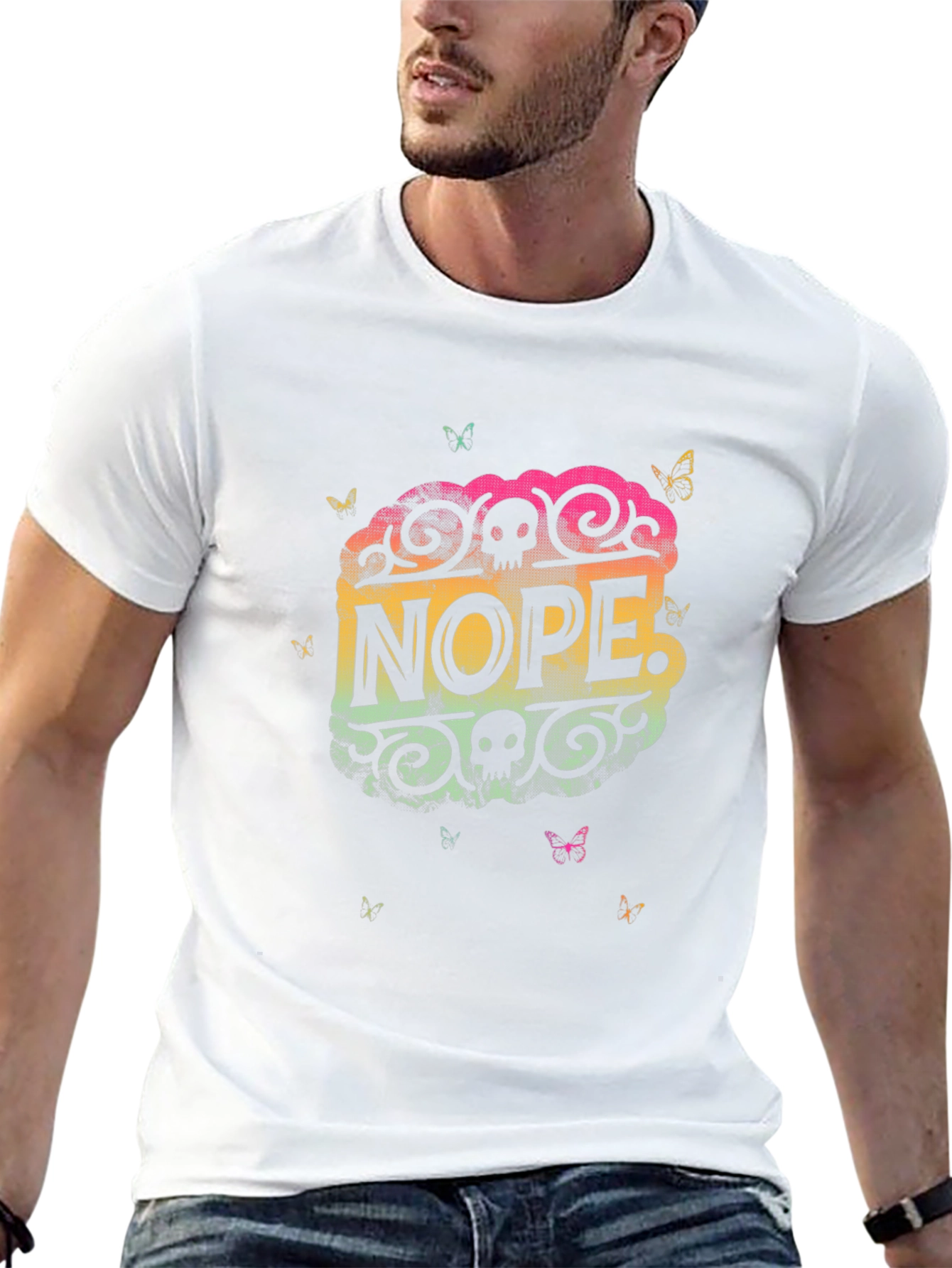 Nope Graphic T-Shirt - Cool Skull Design