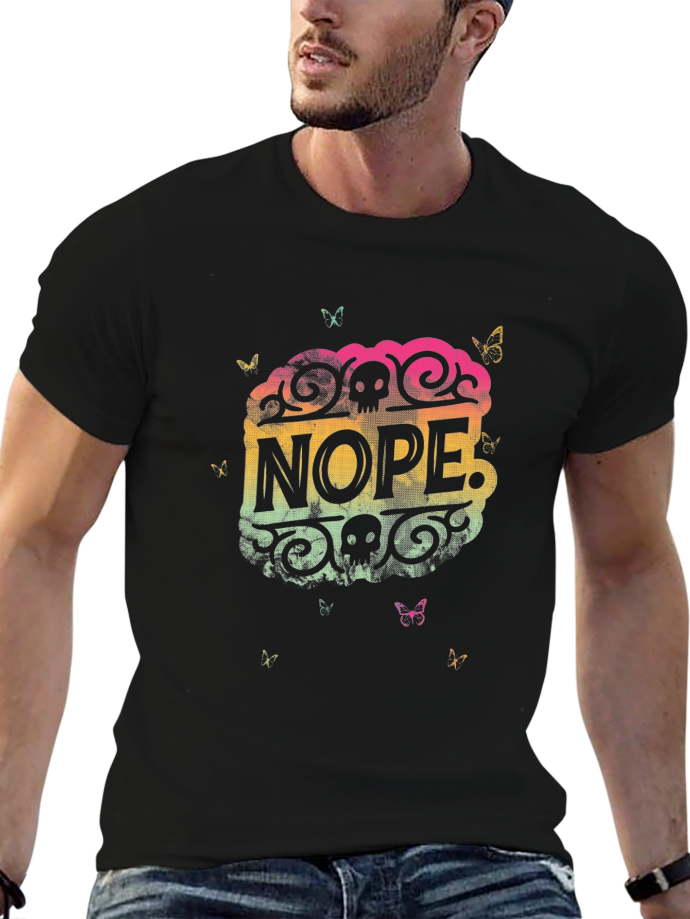 Nope Graphic T-Shirt - Cool Skull Design