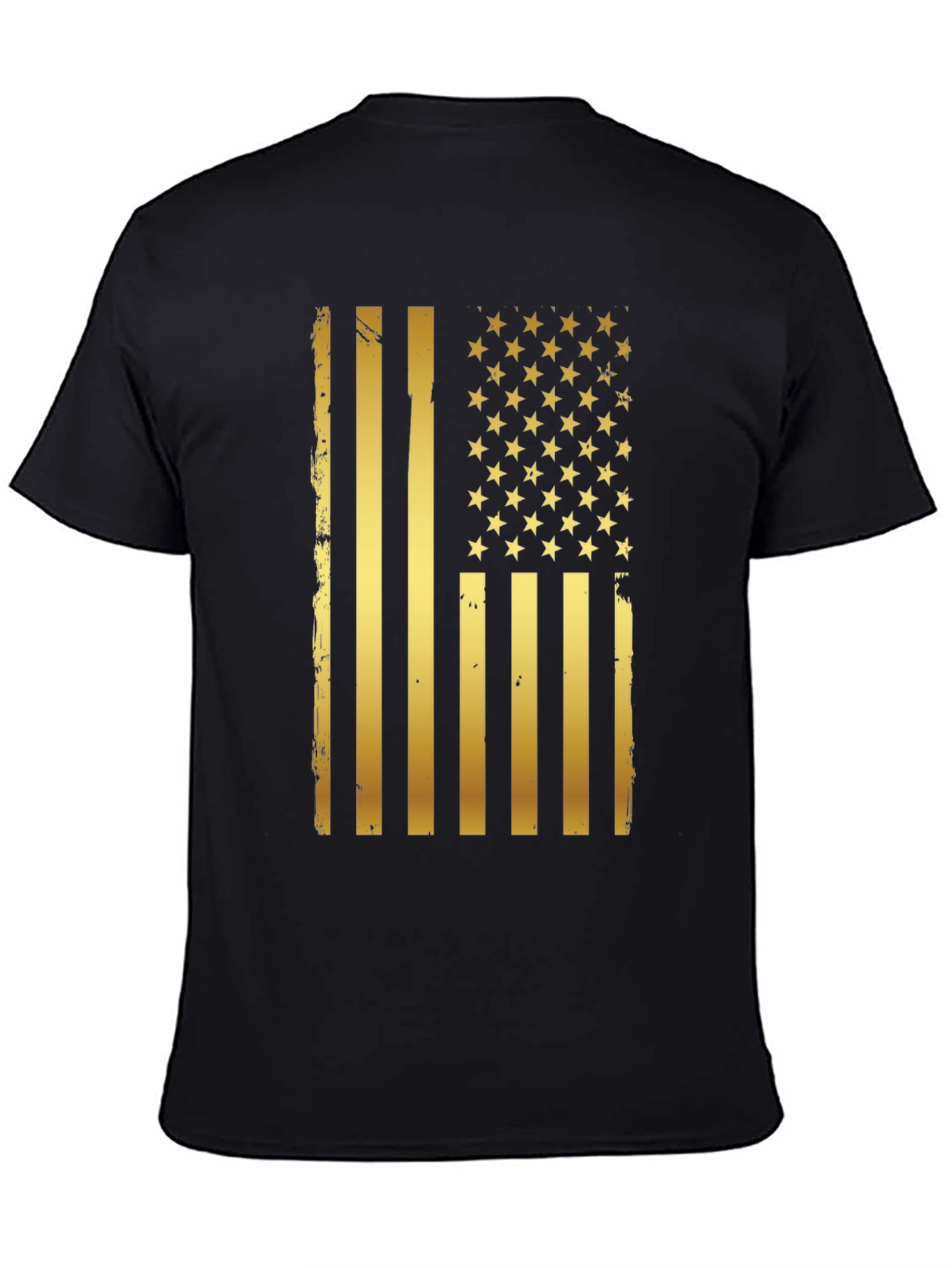 Distressed Gold American Flag Graphic T-Shirt
