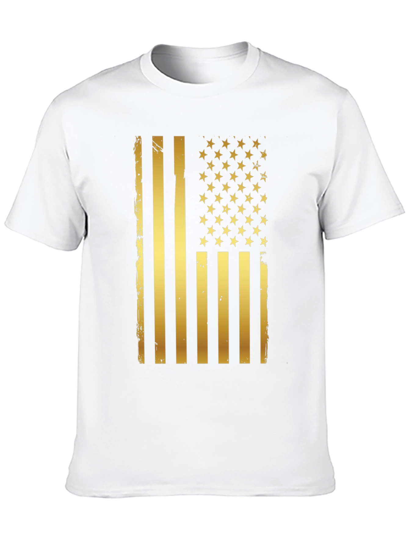 Distressed Gold American Flag Graphic T-Shirt
