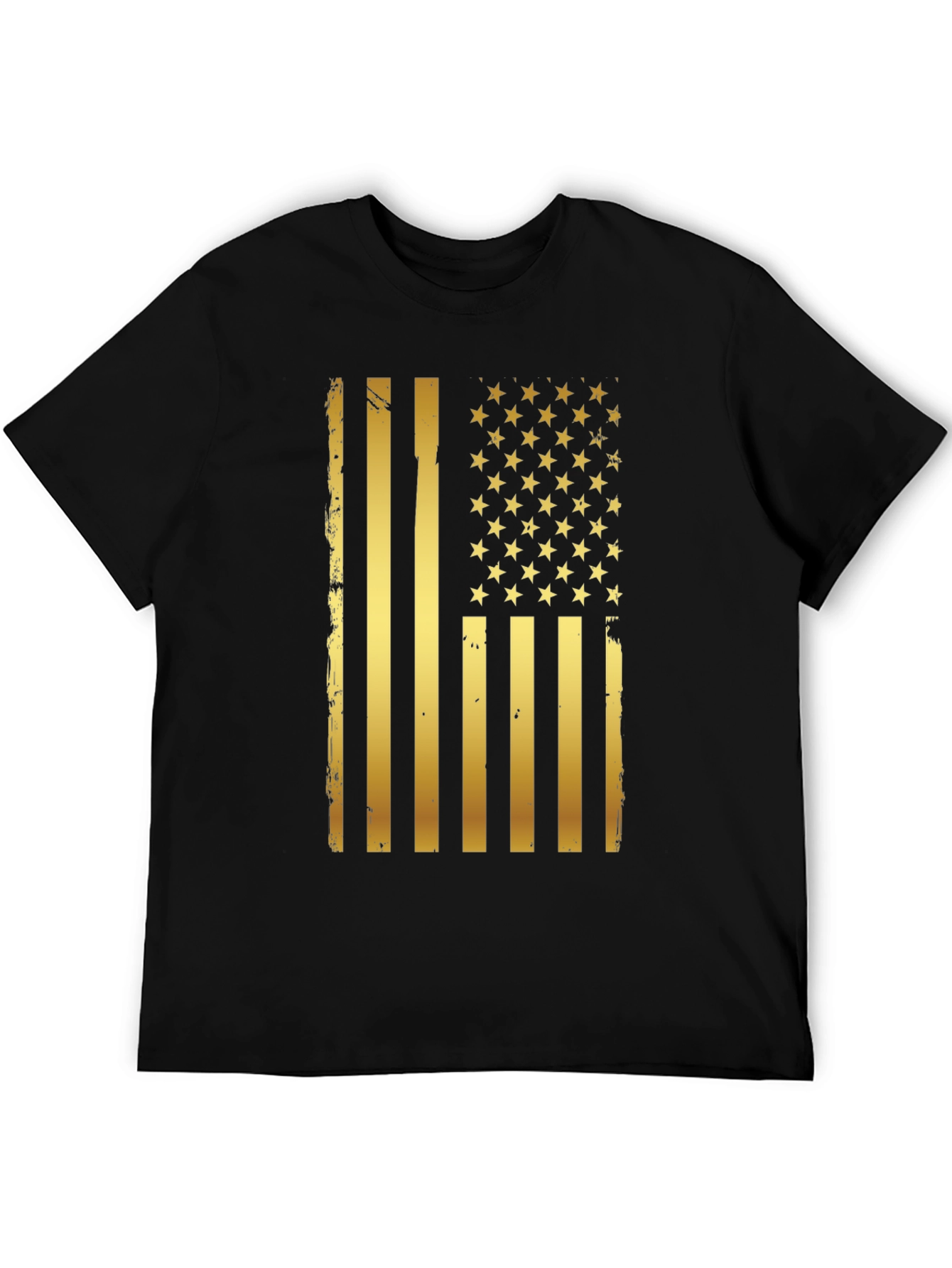 Distressed Gold American Flag Graphic T-Shirt