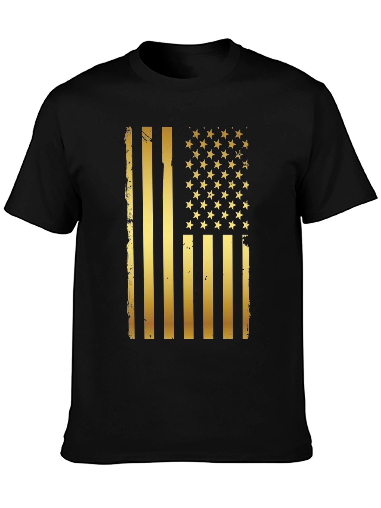 Distressed Gold American Flag Graphic T-Shirt