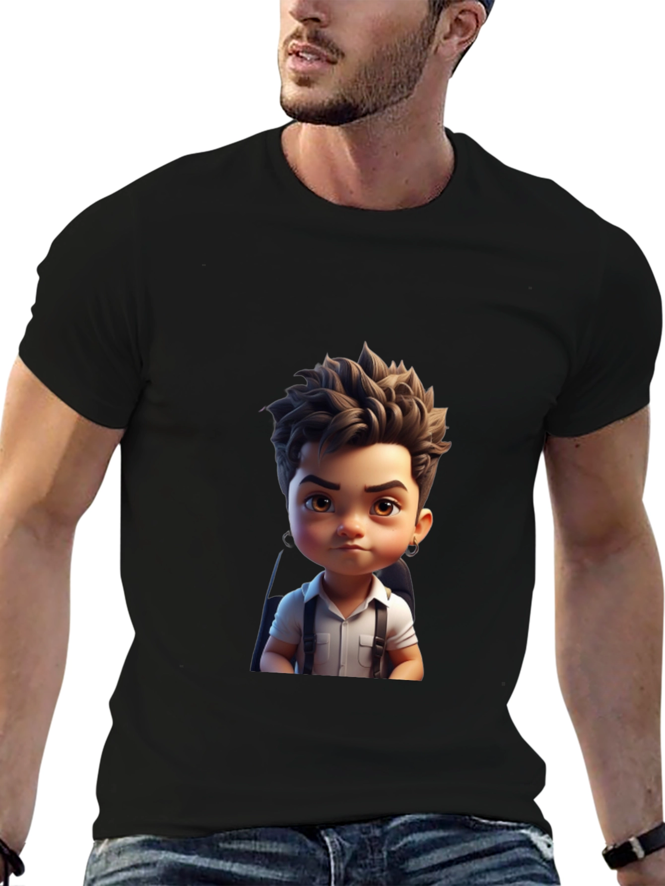 Cartoon Boy Graphic Print T-Shirt