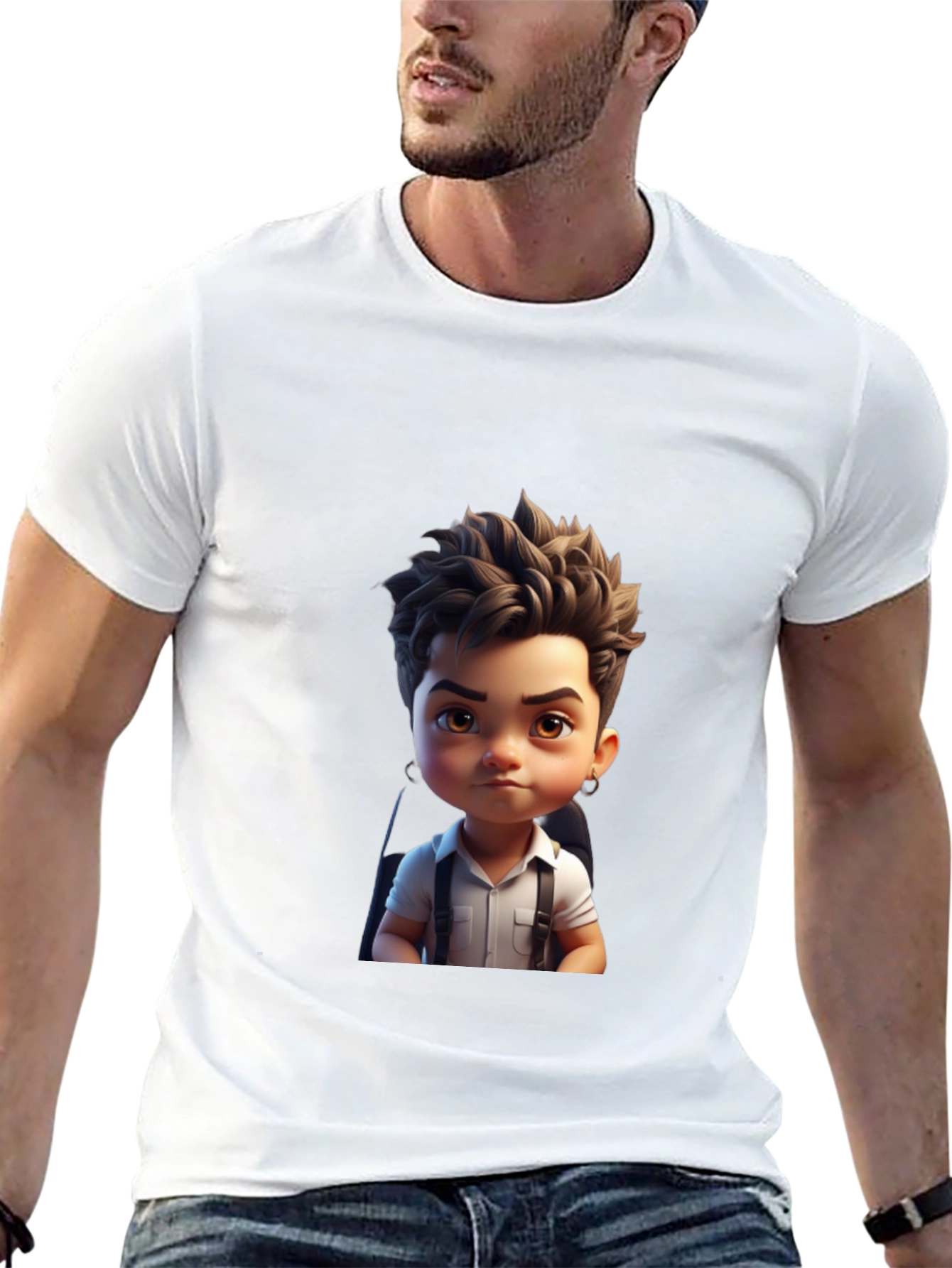 Cartoon Boy Graphic Print T-Shirt
