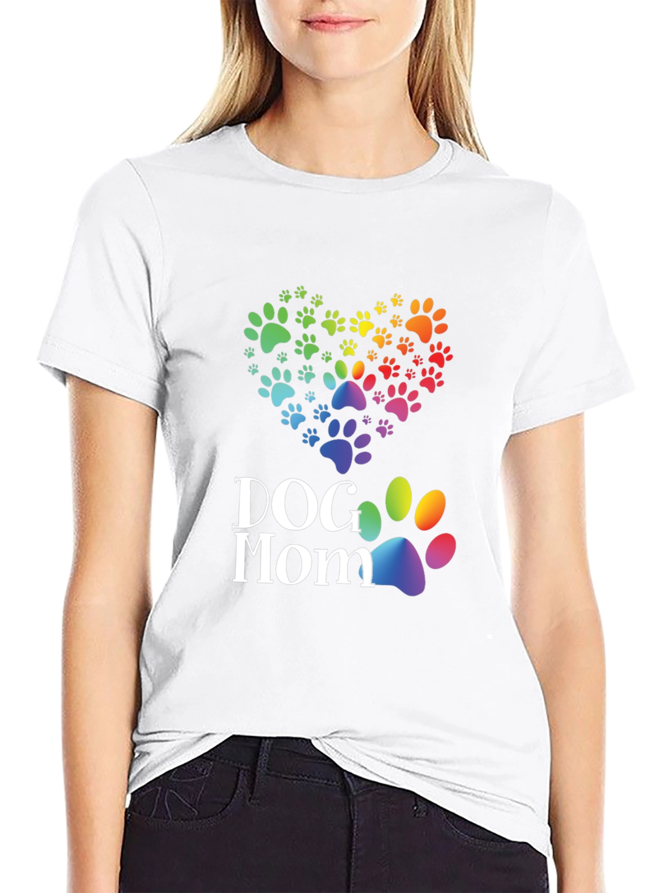 Dog Mom Paw Print Heart T-Shirt