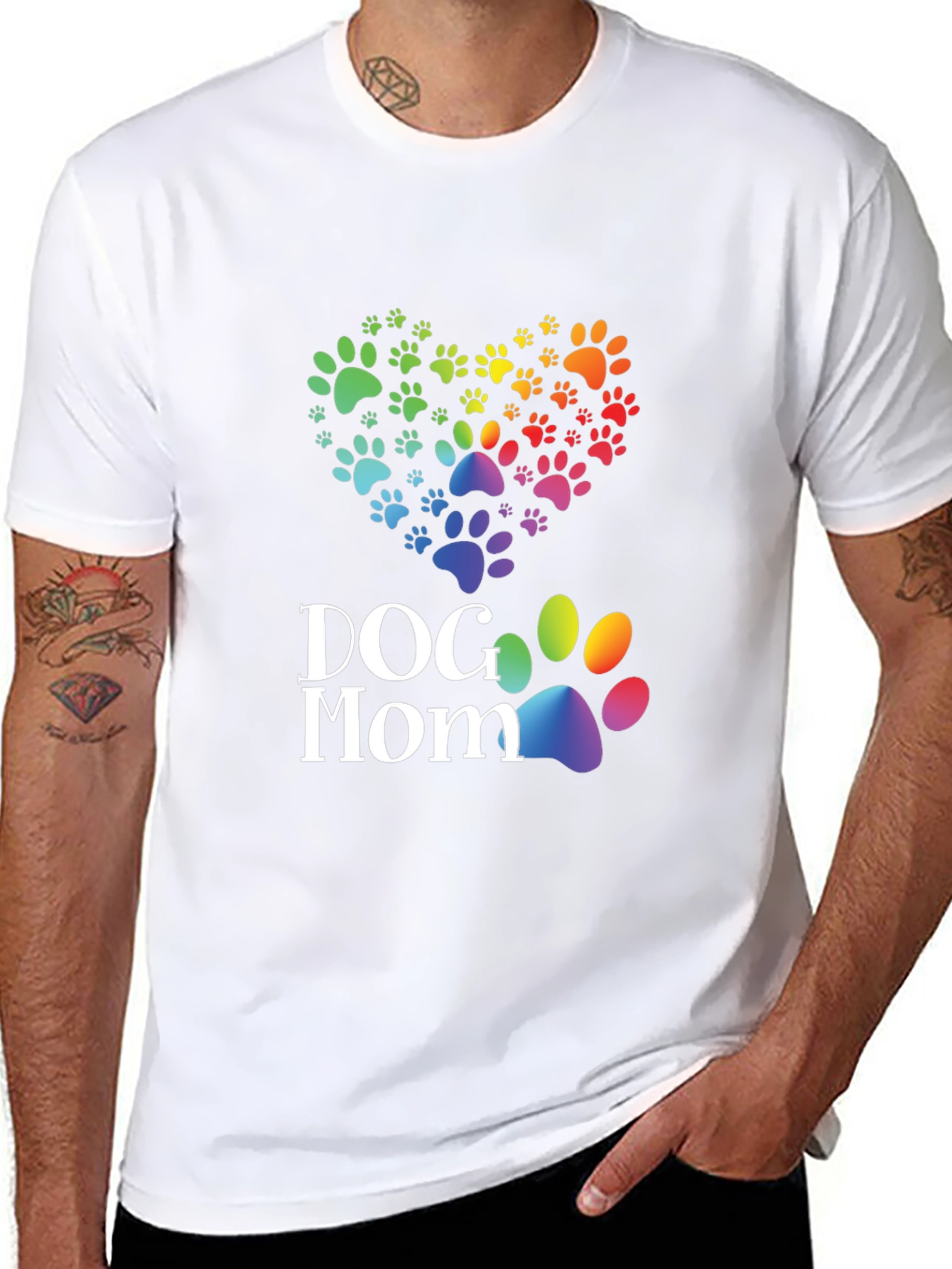 Dog Mom Paw Print Heart T-Shirt