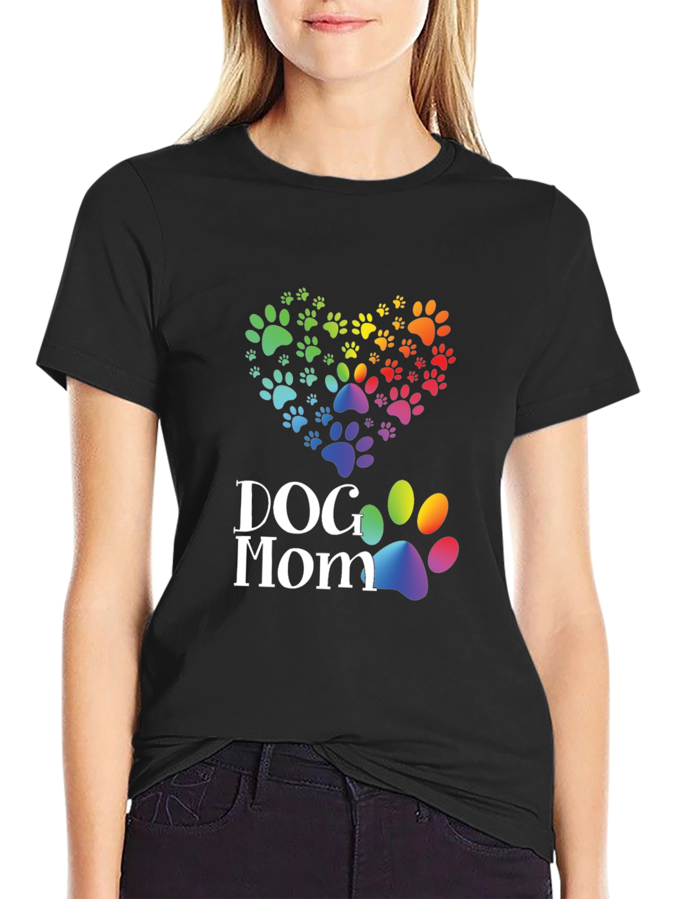 Dog Mom Paw Print Heart T-Shirt
