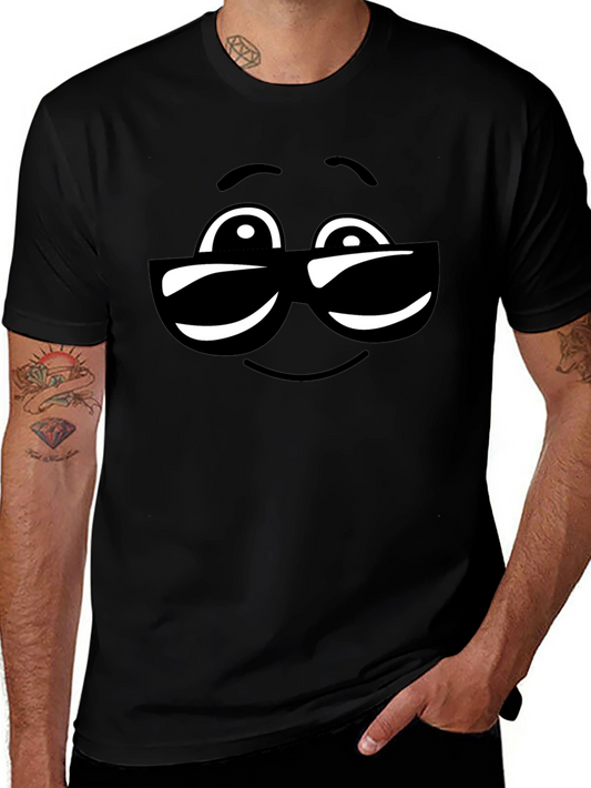 Cool Sunglasses Emoji Black Cotton T-Shirt
