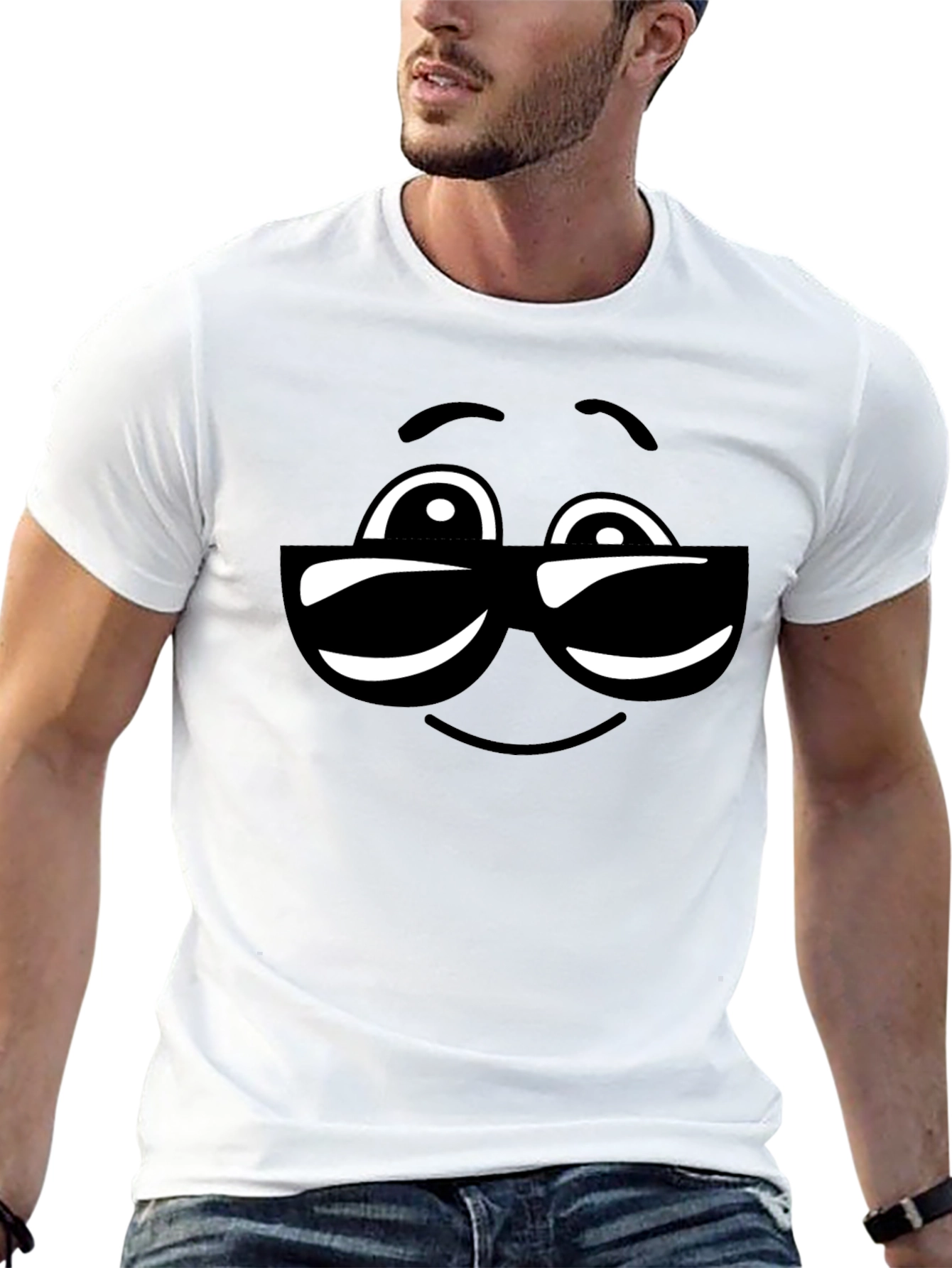 Cool Sunglasses Emoji Black Cotton T-Shirt