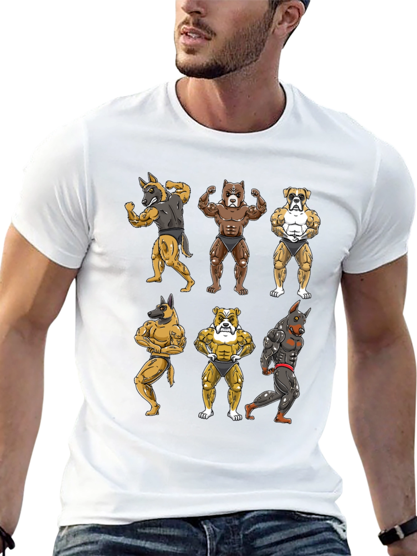 Muscled Dog Cartoon T-Shirt