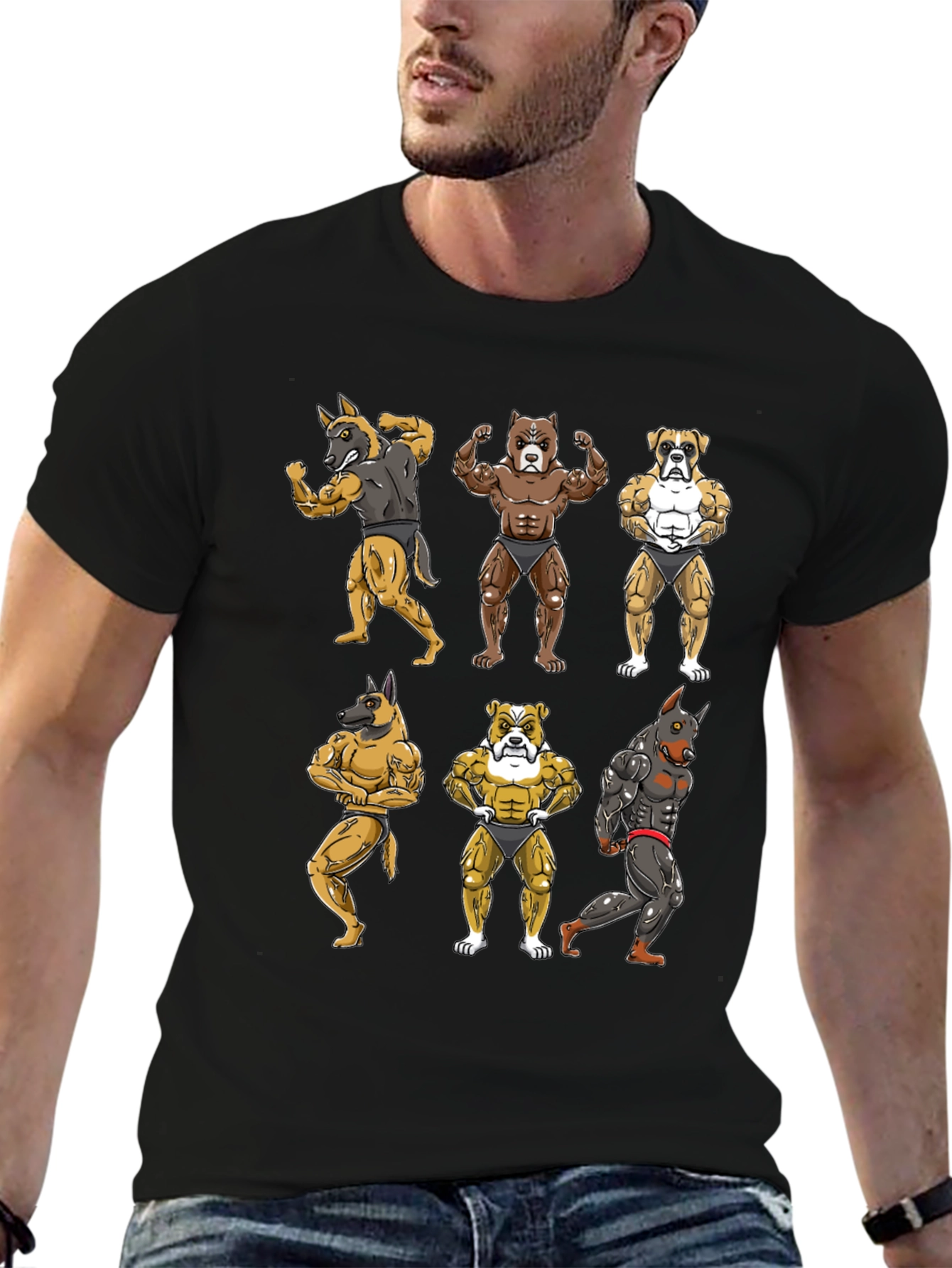 Muscled Dog Cartoon T-Shirt