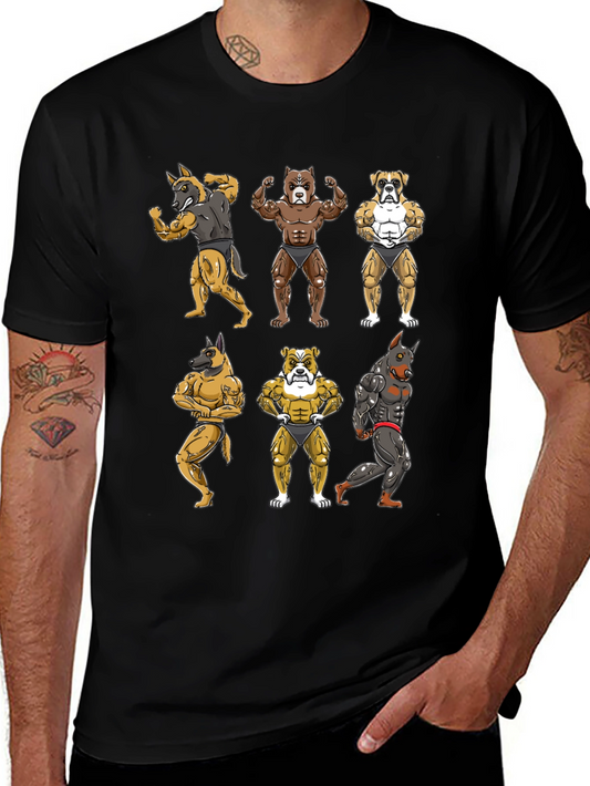 Muscled Dog Cartoon T-Shirt