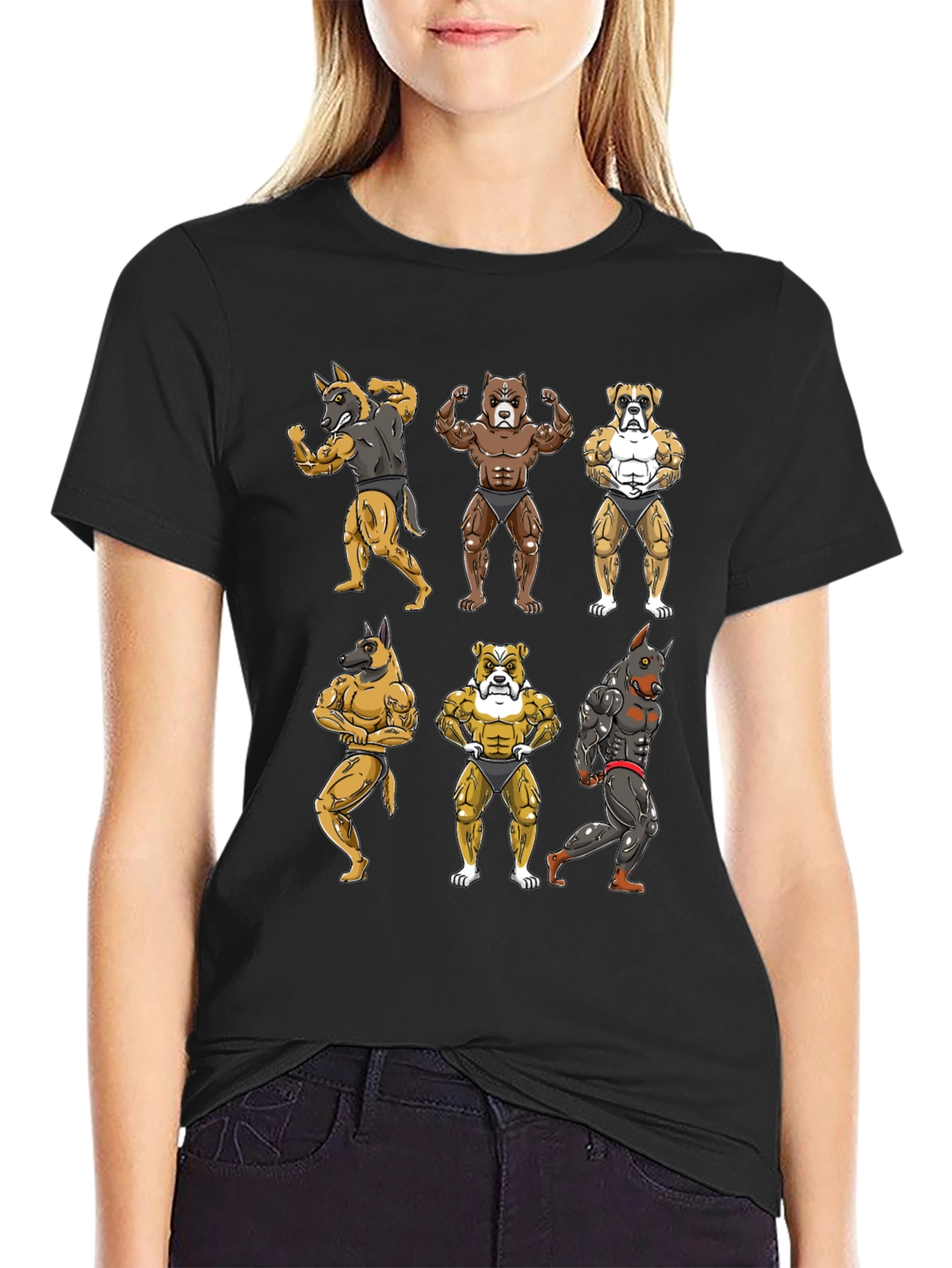 Muscled Dog Cartoon T-Shirt